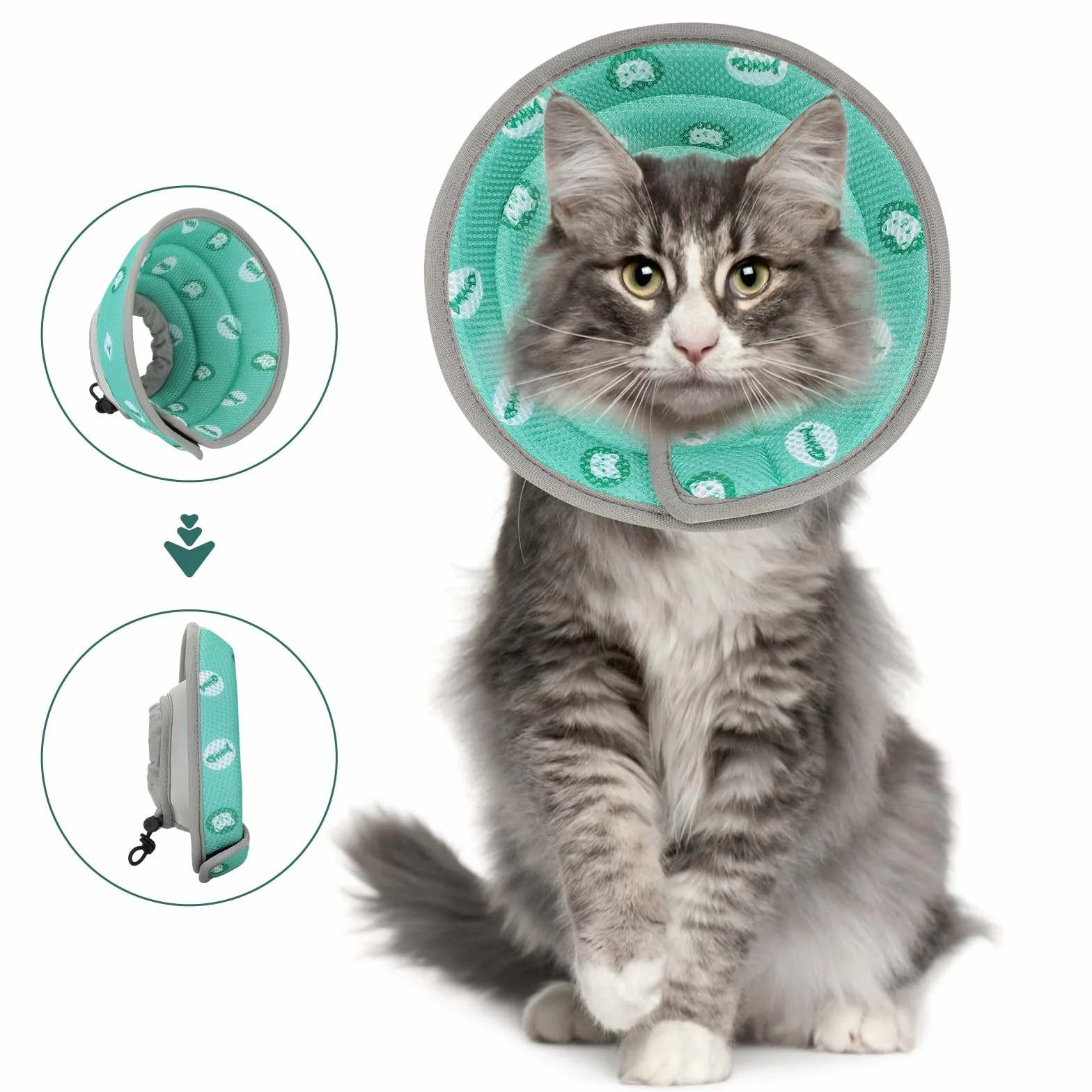 Collerette pour Chat Anti Lechage Réglable Anti Grattage Anti-Morsure Après Chirurgie Protection Cône Collier Élisabeth Souple Léger