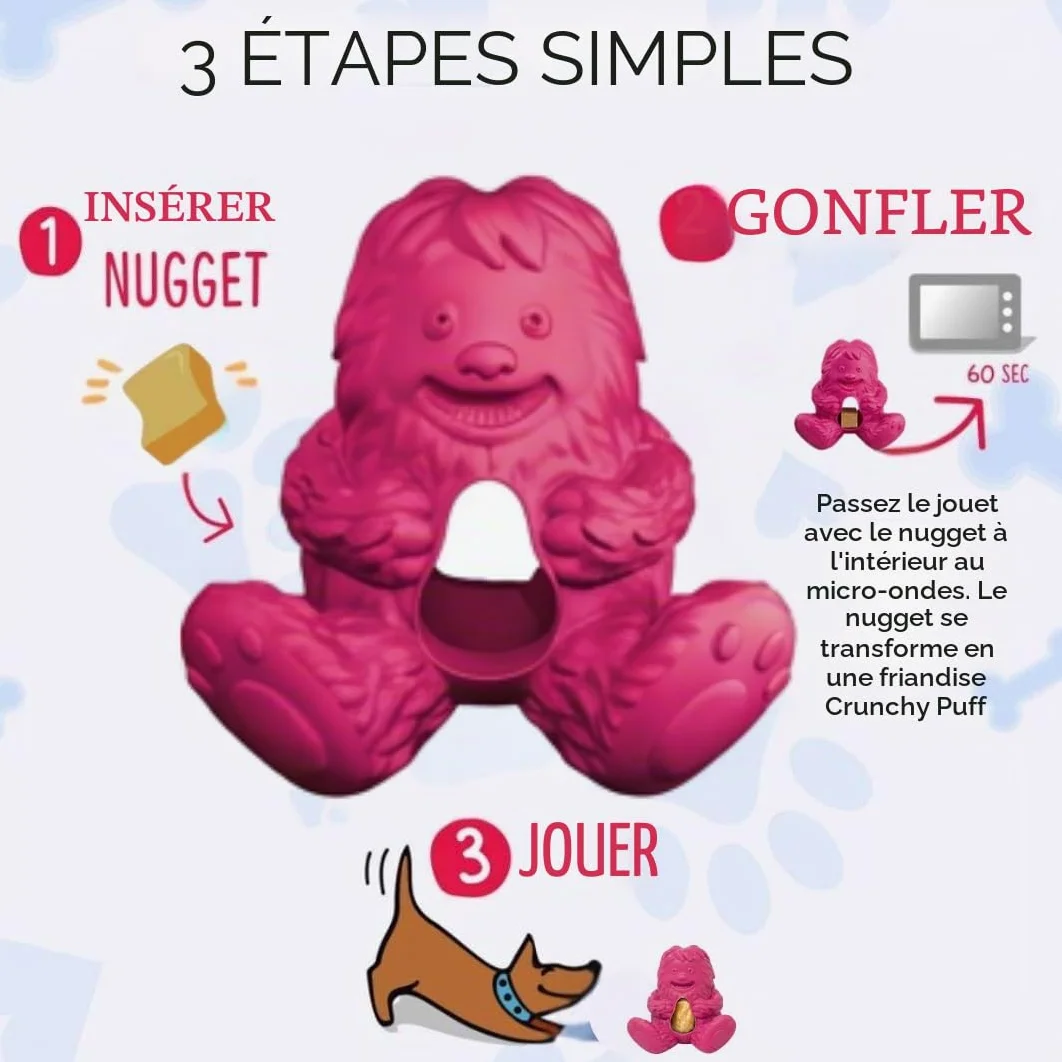 Yeti Puff and Play – Jouet interactif pour chien – Distributeur de friandises – Jouet à mâcher stimulant amusant pour la dentition, l'entraînement comportemental, apaisant l'anxiété, pour les mâcheurs