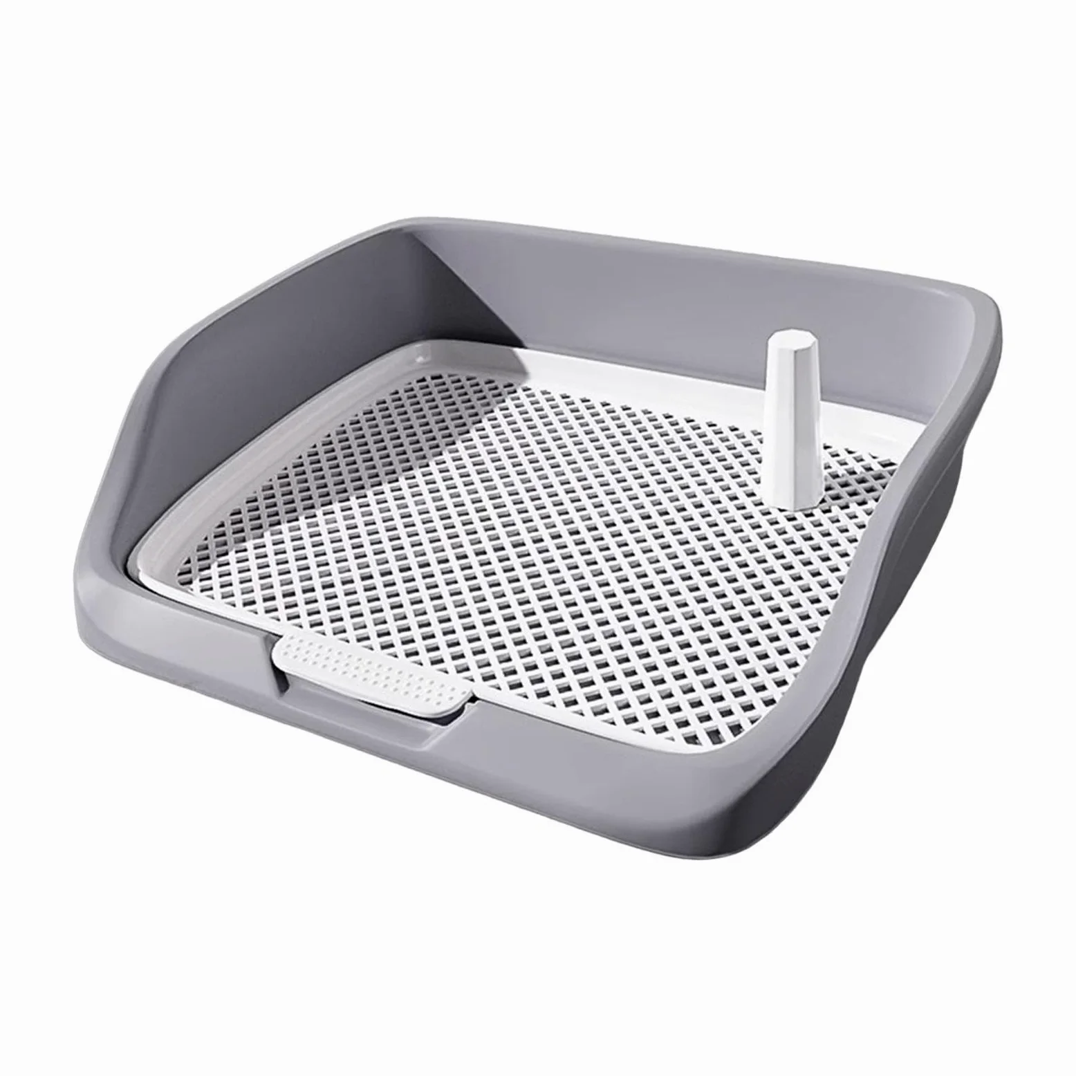 Plateau d'apprentissage de La Propreté pour Chiots, Support pour Tapis d'apprentissage avec Grille Facile à Nettoyer et Barrière de Protection, Grise
