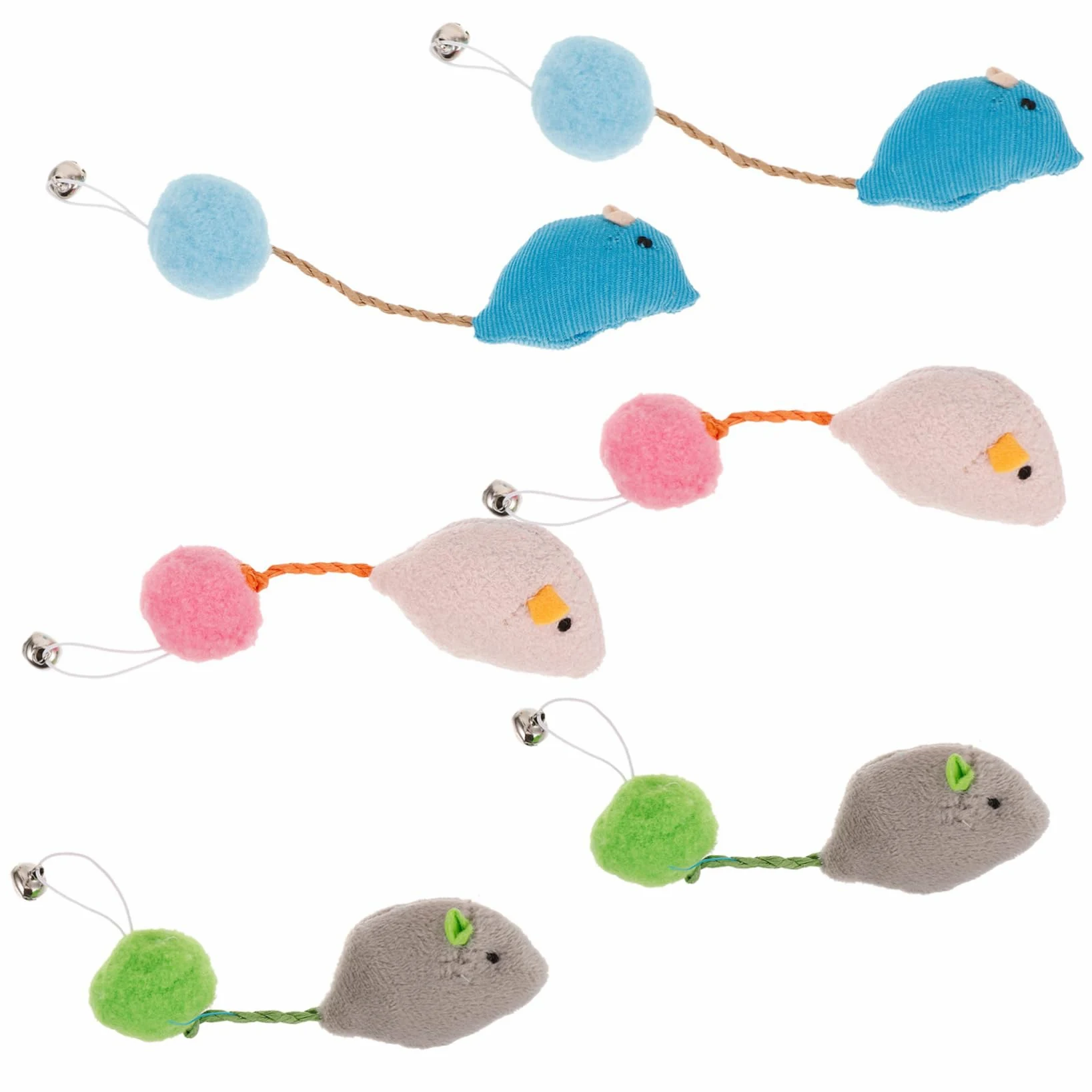 Hemobllo 6Pièces Souris pour Chat Colorées avec Cloche pour Stimule Activité et Jeu Intérieur