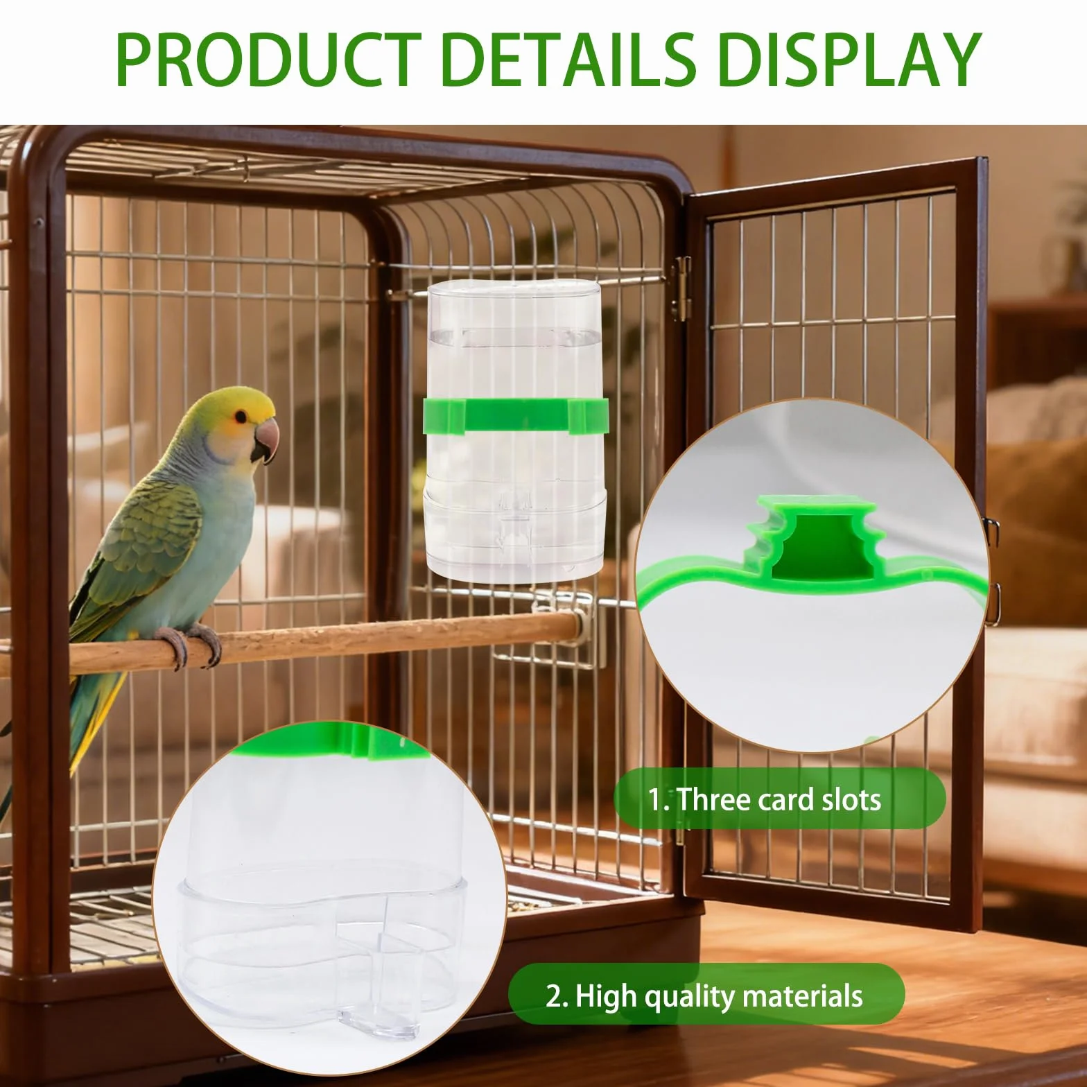 Distributeur Automatique d'eau pour Oiseaux 4 Pièces Transparent Mangeoire Oiseaux Cage