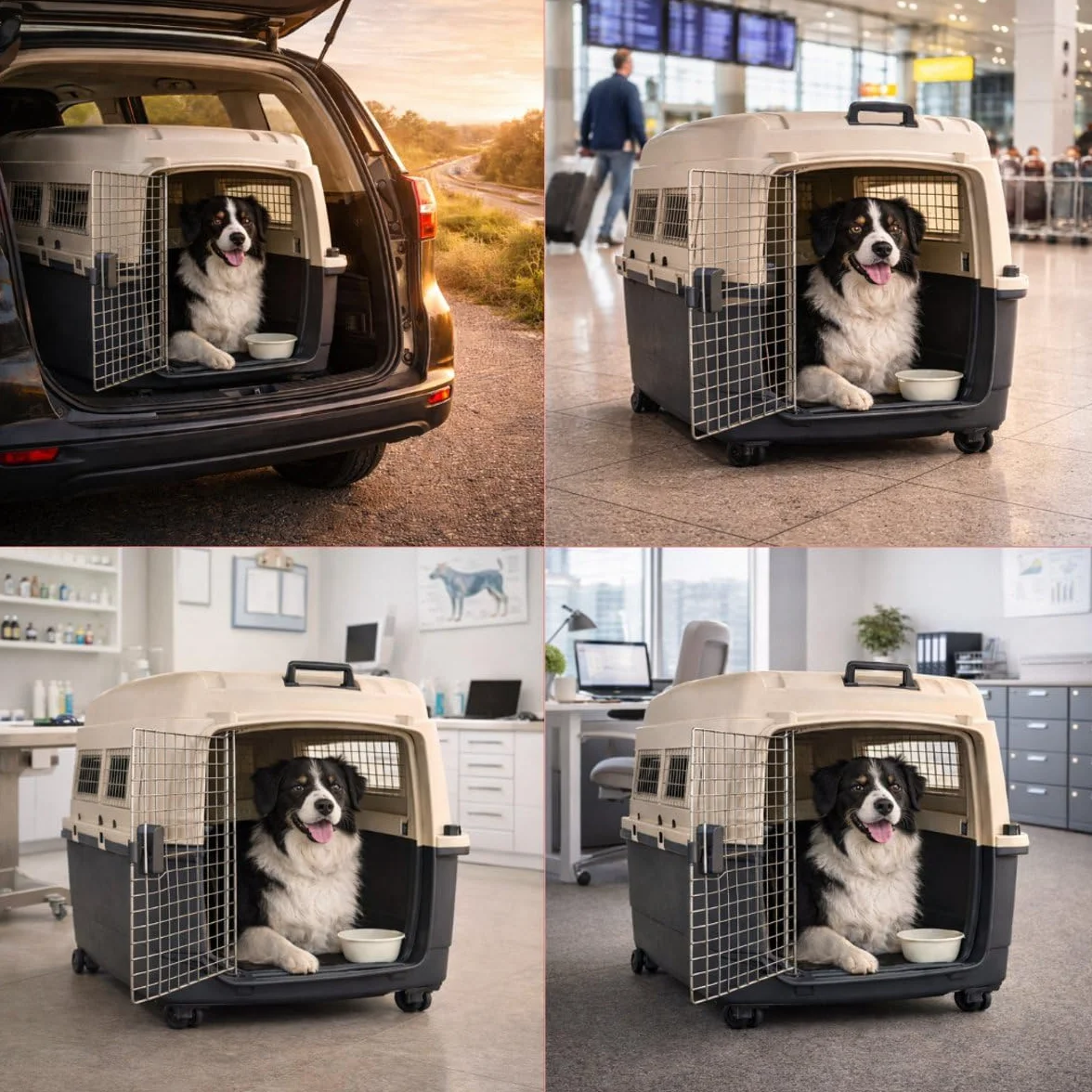 Flamingo Fomad Cage de Transport Chien Gris foncé XS 33x50x33 cm Plastique Robuste