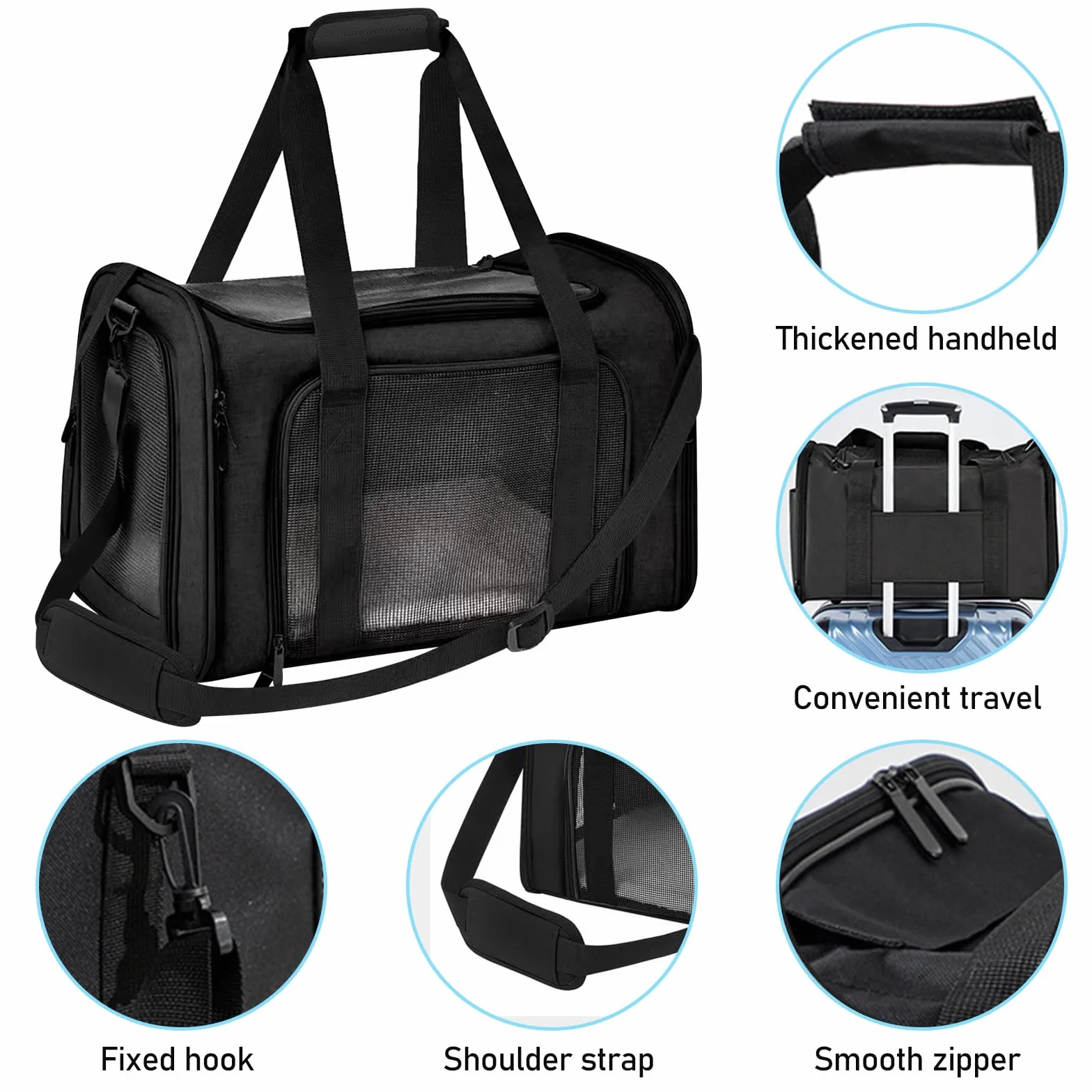Sac de Transport Pliable pour Chat et Petit Chien, Caisse avec Gamelle, 43 x 28 x 28 cm