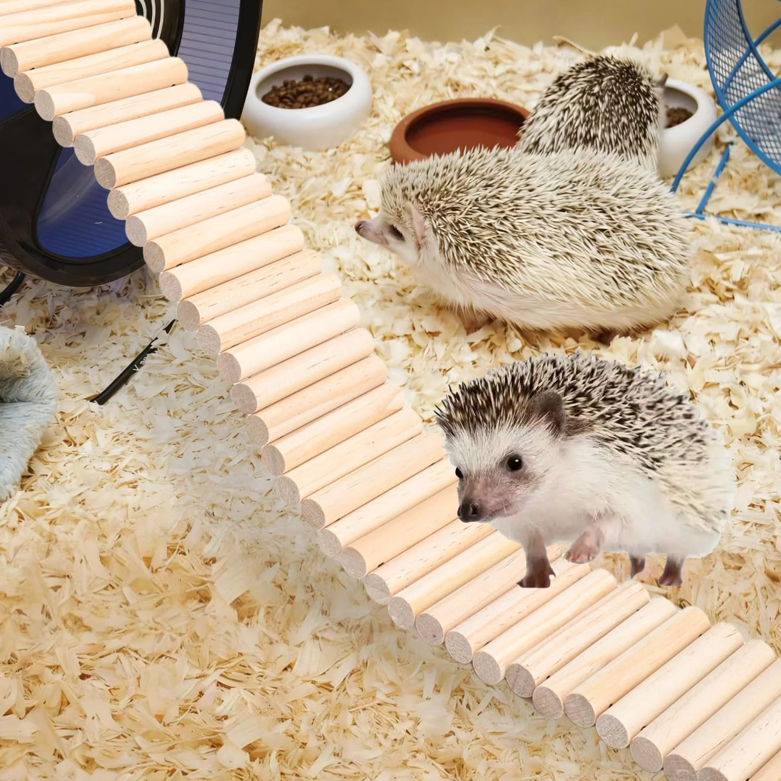 Échelle Hamster en Bois 60×8 cm Pont Escalade Suspendu Flexible pour Cage Petit Animal