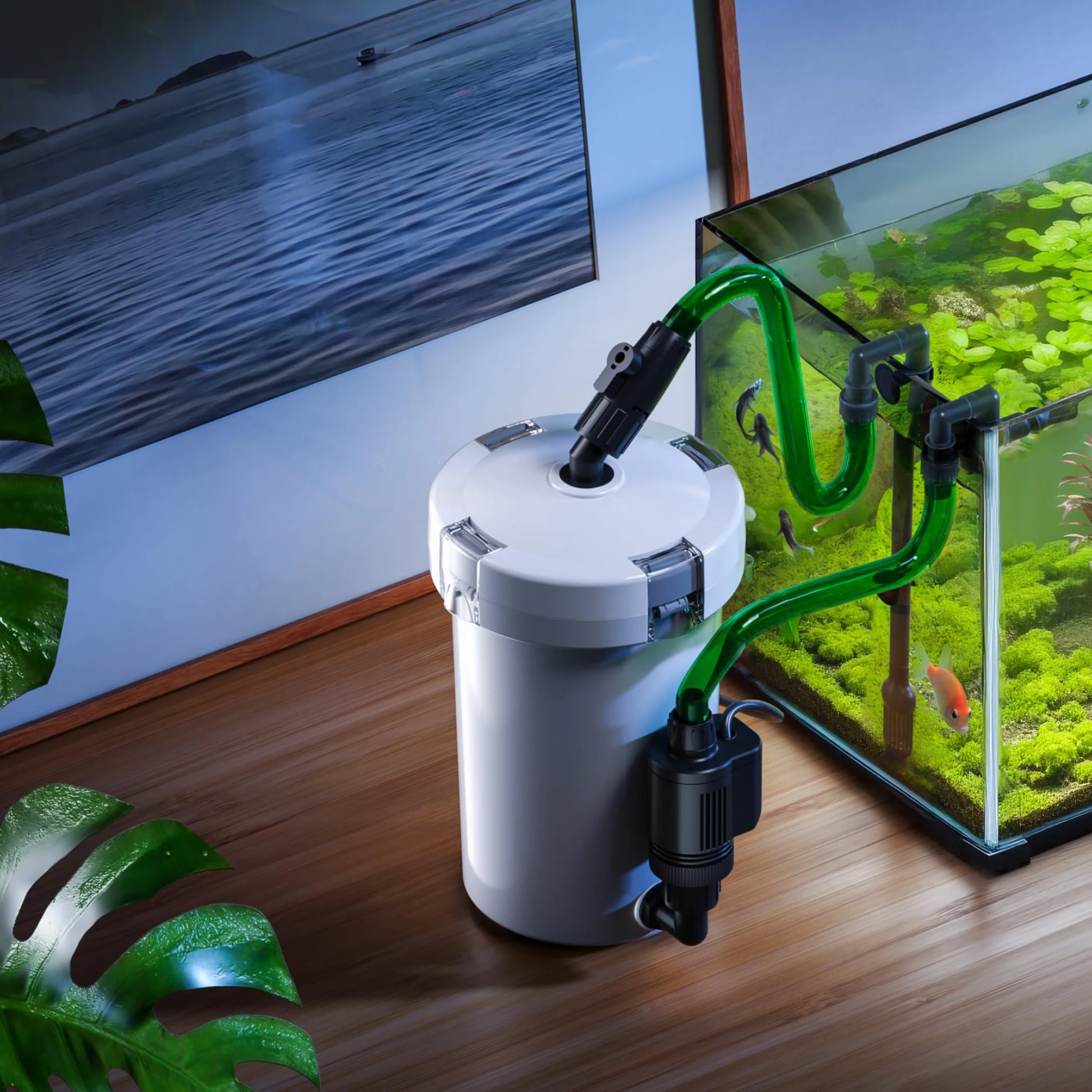 SunSun HW-603B Filtre extérieur pour Aquarium, 400 l/h, 3 étapes de filtration, 6 W