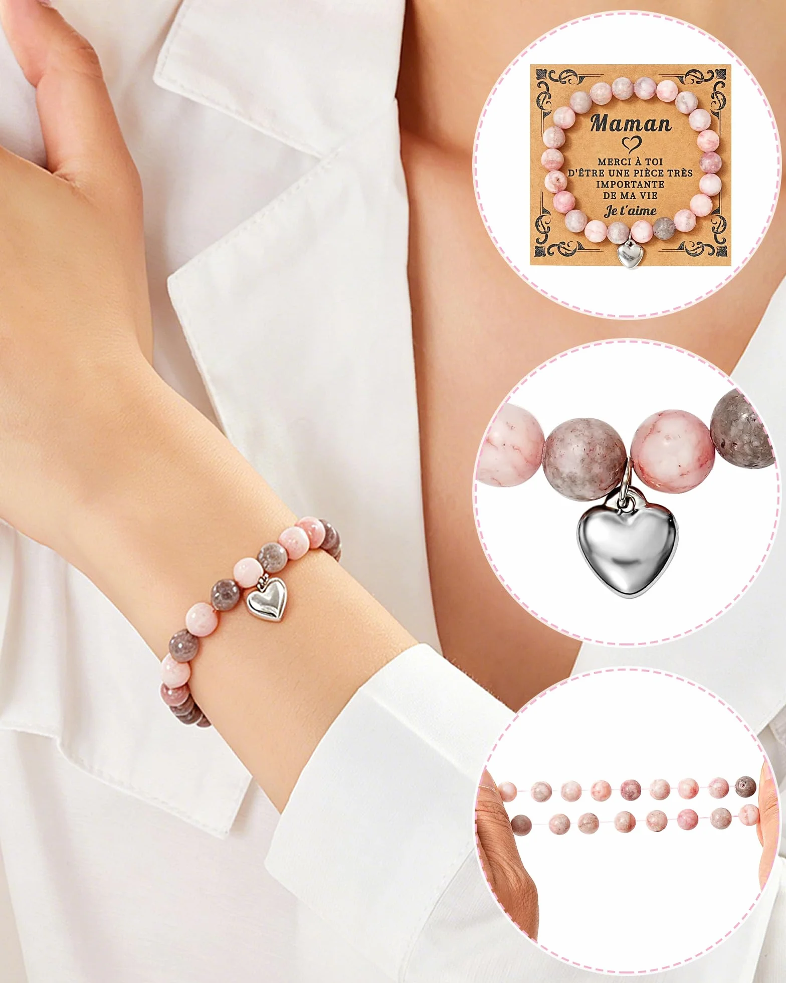 Merclix Coffret Cadeau Maman Bracelet Porte-Clés Ornement Acrylique Fête des Mères