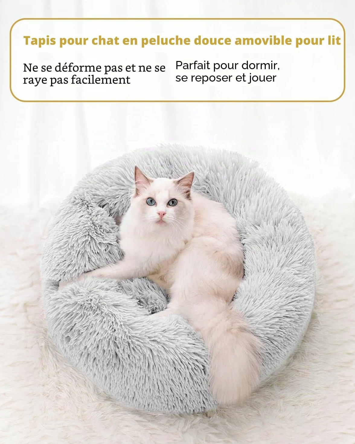 Odoland Tunnel Chat avec lit Coussin, Multifonctionnel Tunnel pour Chat Donut Interieur avec Jouets-Gris