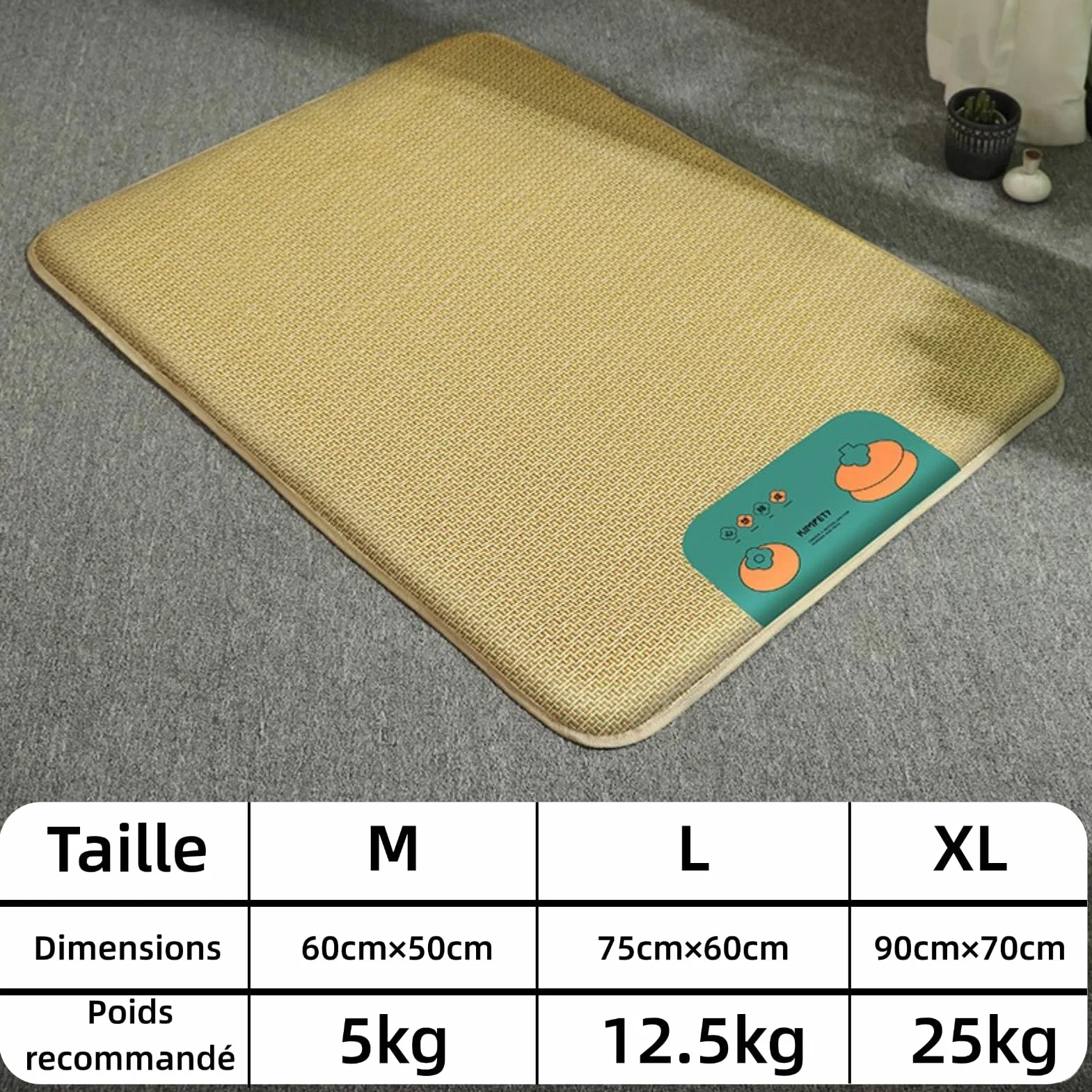 Couverture rafraîchissante pour Chiens Coussin rafraîchissant en rotin Naturel 60×50