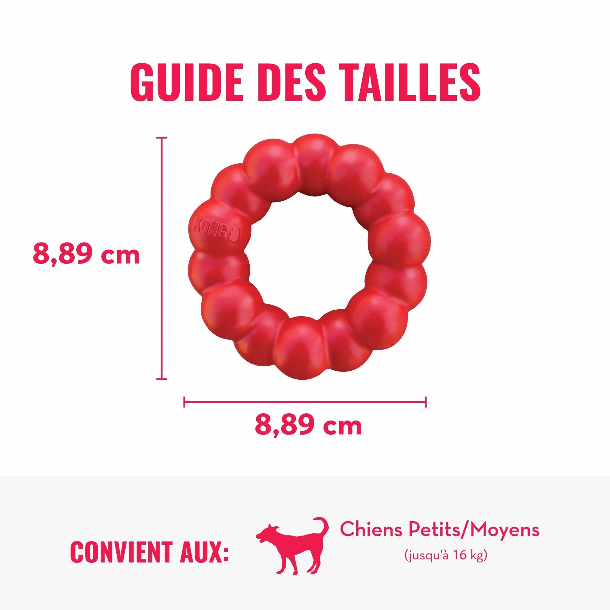 KONG Ring Jouet à Mâcher pour Chien Caoutchouc Naturel Durable Petits/Moyens
