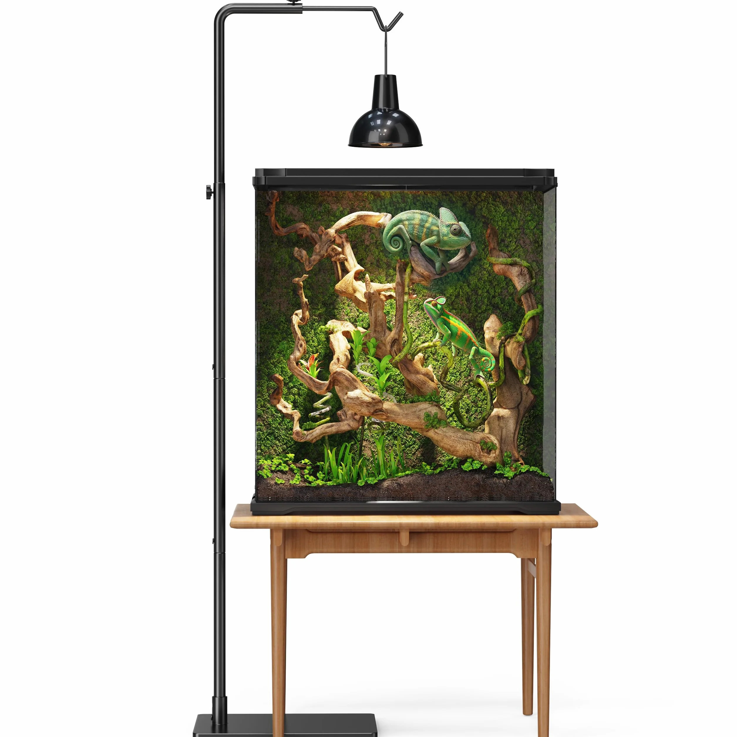 Josmimic Support réglable pour lampe chauffante reptiles 53–157 cm métallique socle lourd