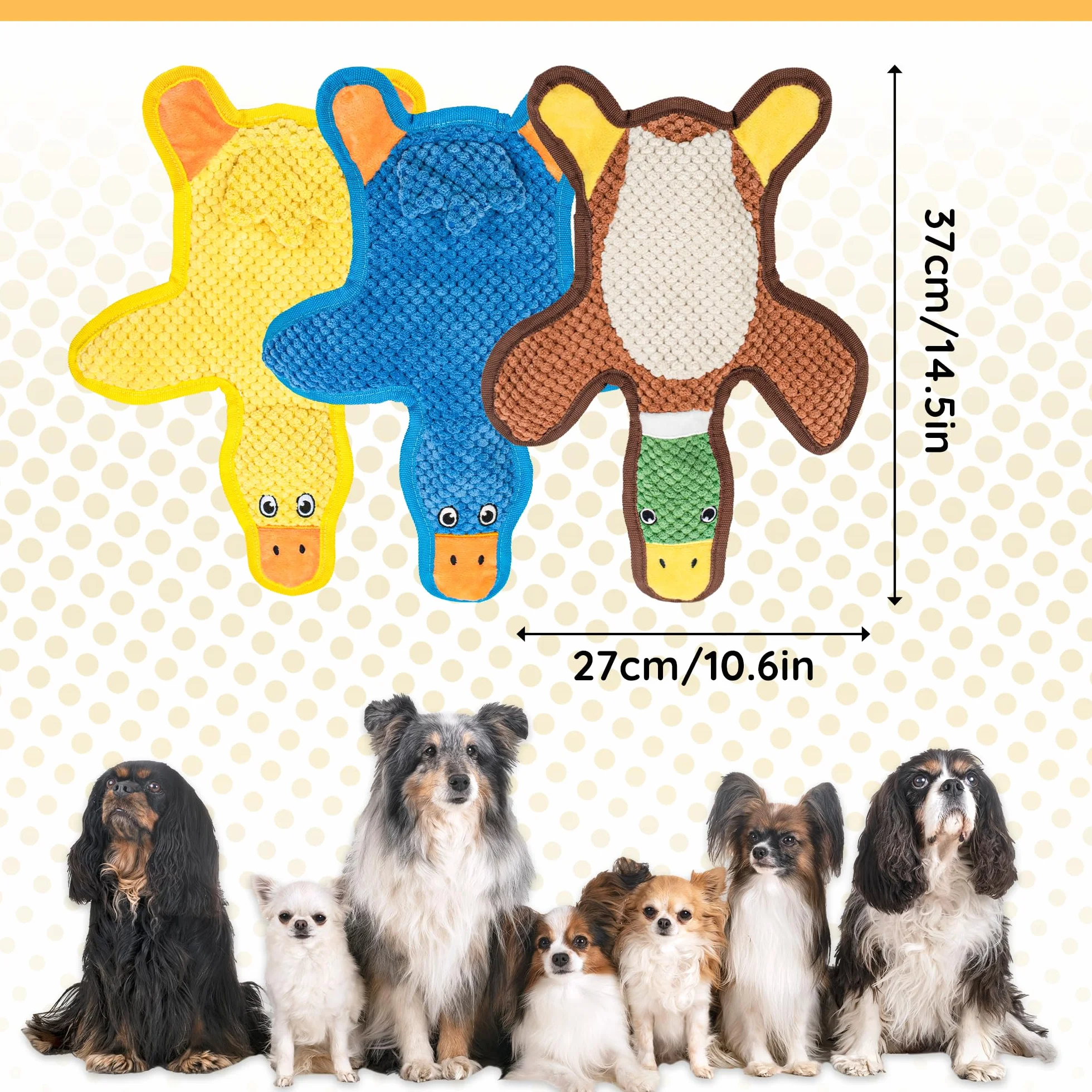 jouets couineurs en forme de canard pour chien lot de 3 sans rembourrage grande taille