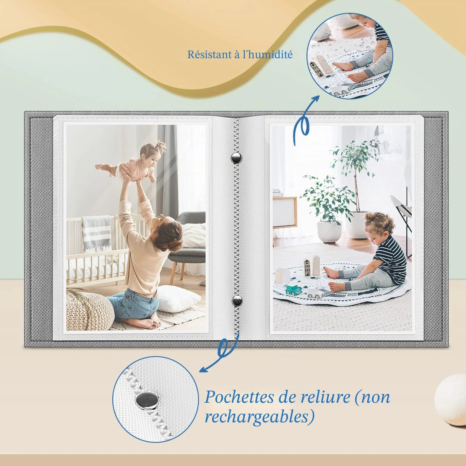FINTIE Album Photo 10x15cm (4x6 Pouces) 52 Photos Mini Album Portefeuille Portable Coeurs Pluie