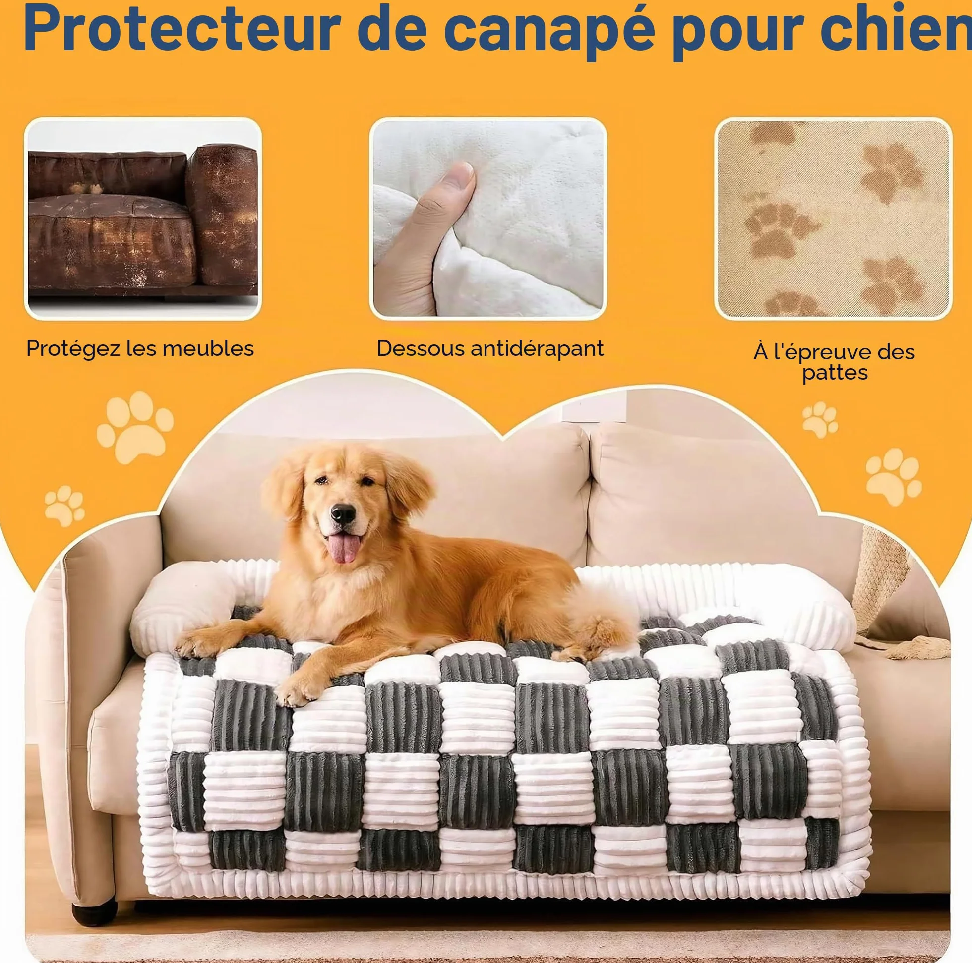 LiveGo Housse de canapé pour Animaux de Compagnie Lavable en Peluche pour Chien et Chat