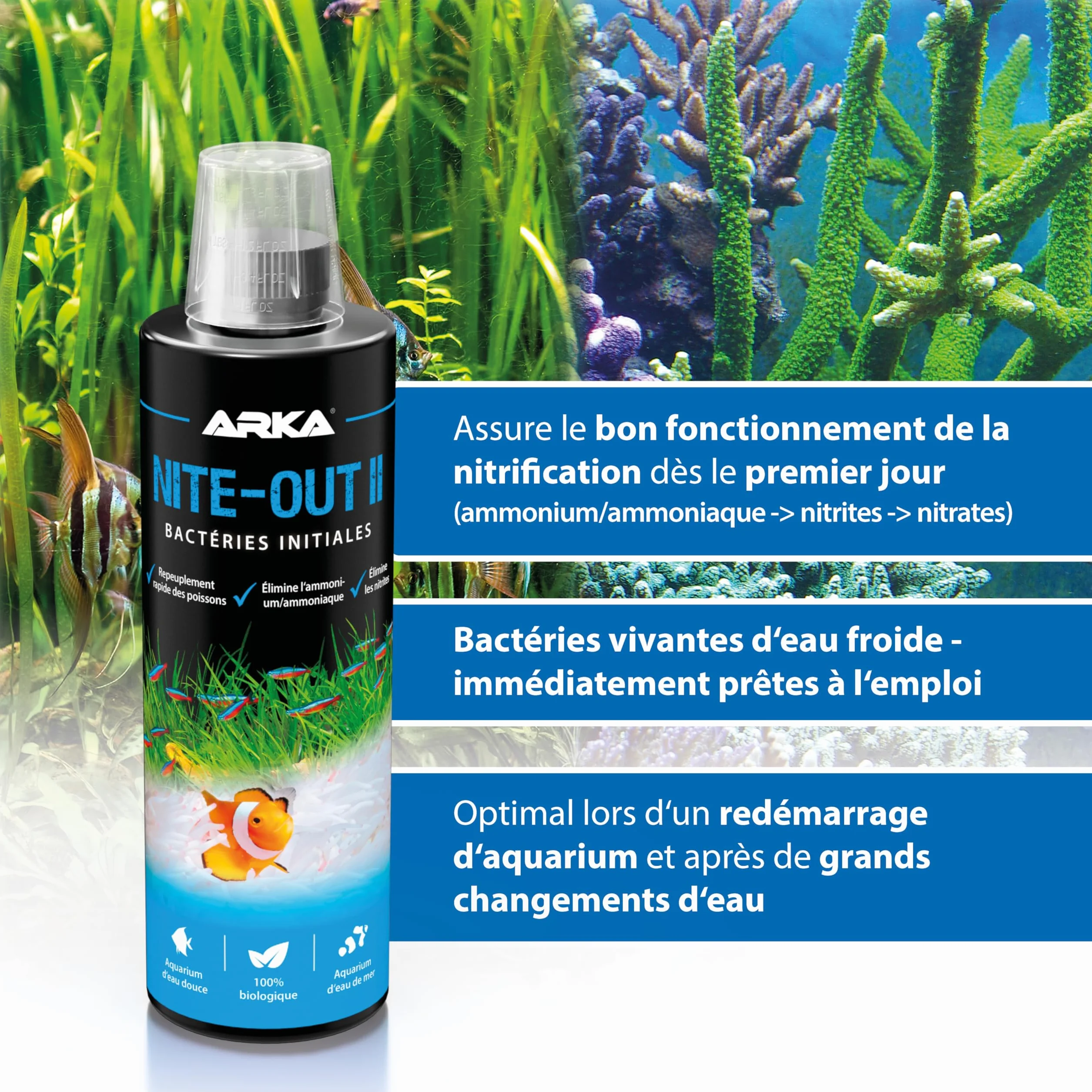 ARKA Bactéries de démarrage Aquarium 118 ML