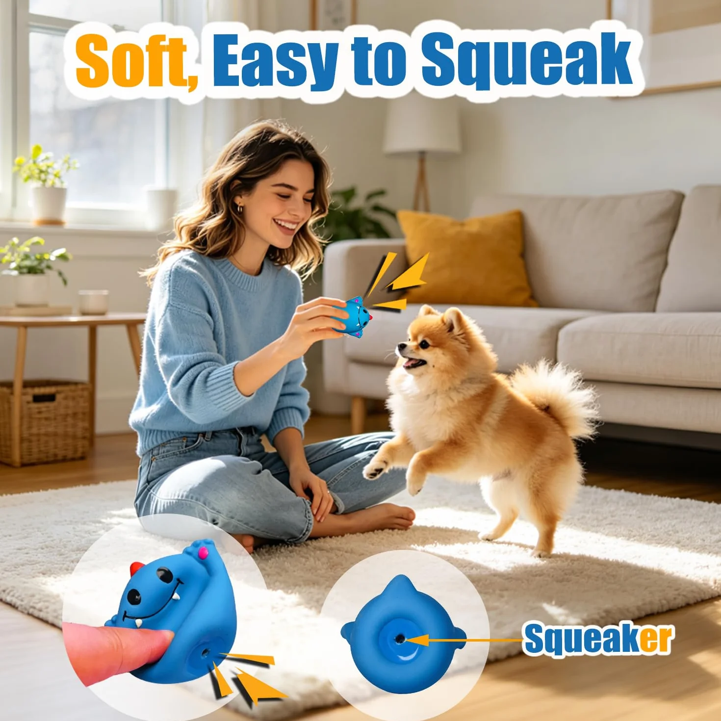 HOLYSTEED Jouet Chien Couineur 6 pièces, Balle Couineuse en Latex pour Petit Chien