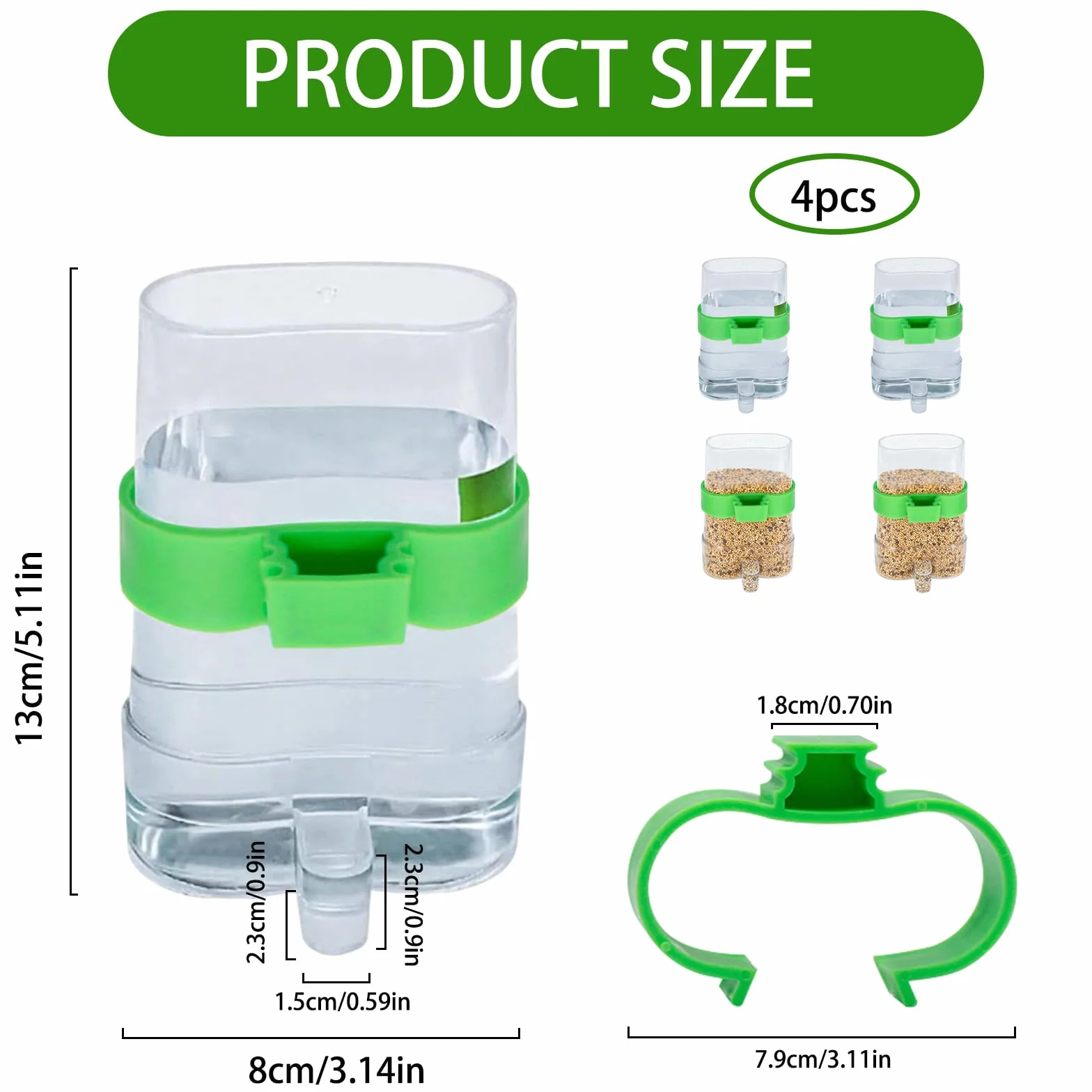 Distributeur Automatique d'eau pour Oiseaux 4 Pièces Transparent Mangeoire Oiseaux Cage