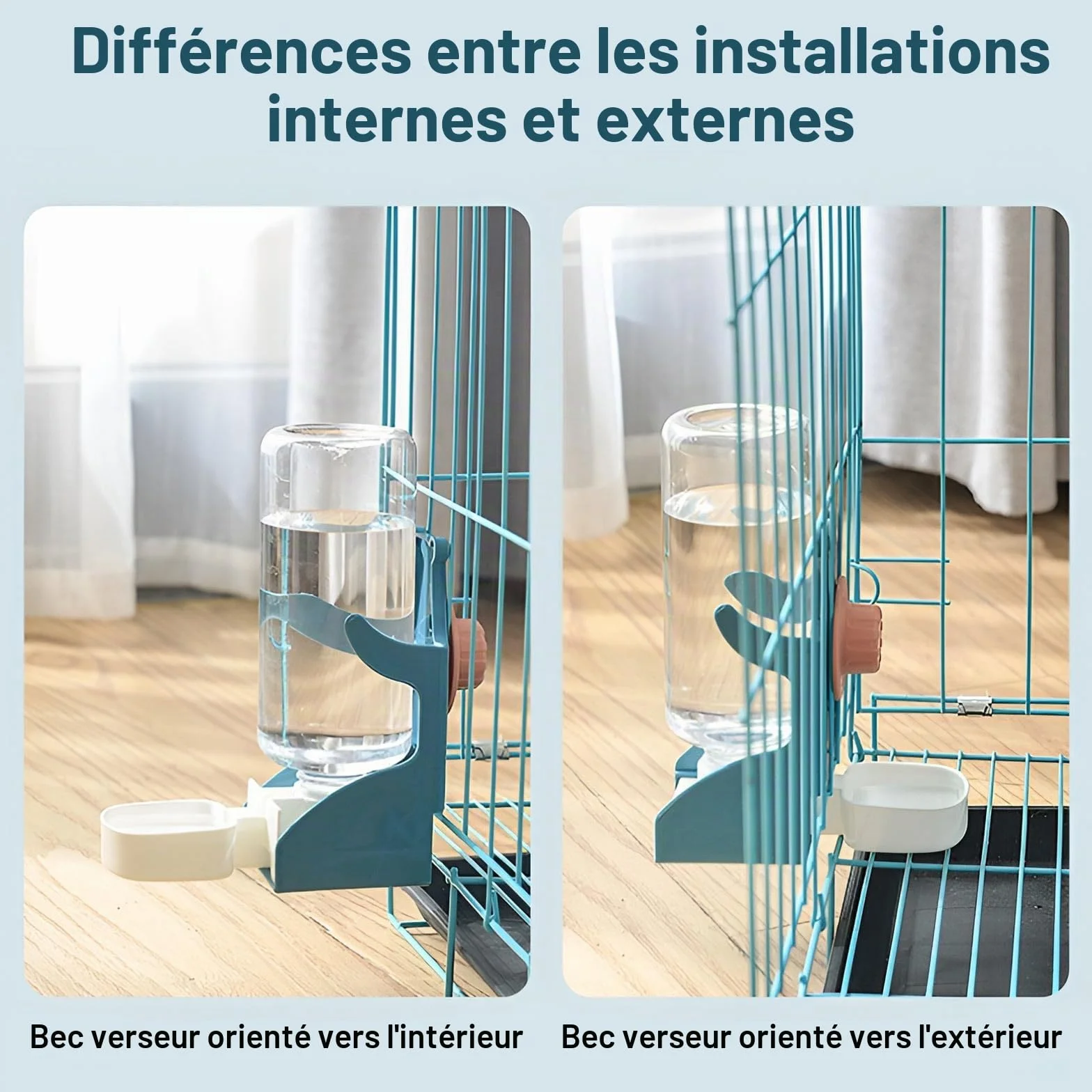 Distributeur Automatique d'Eau et de Nourriture pour Oiseaux en Cage, 500ml, pour Perroquets et Perruches