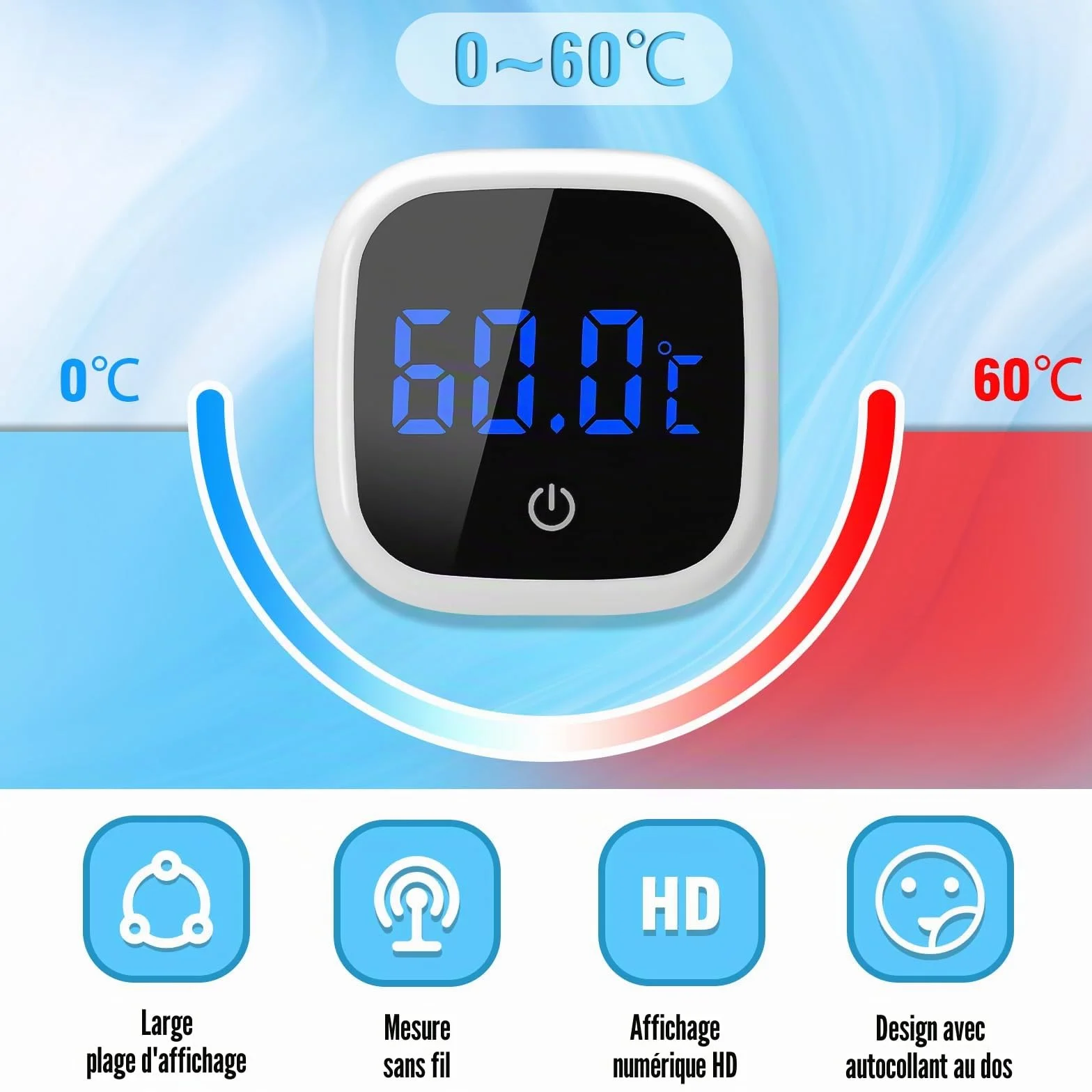 Thermomètre d'aquarium numérique LED haute précision eau douce et eau de mer