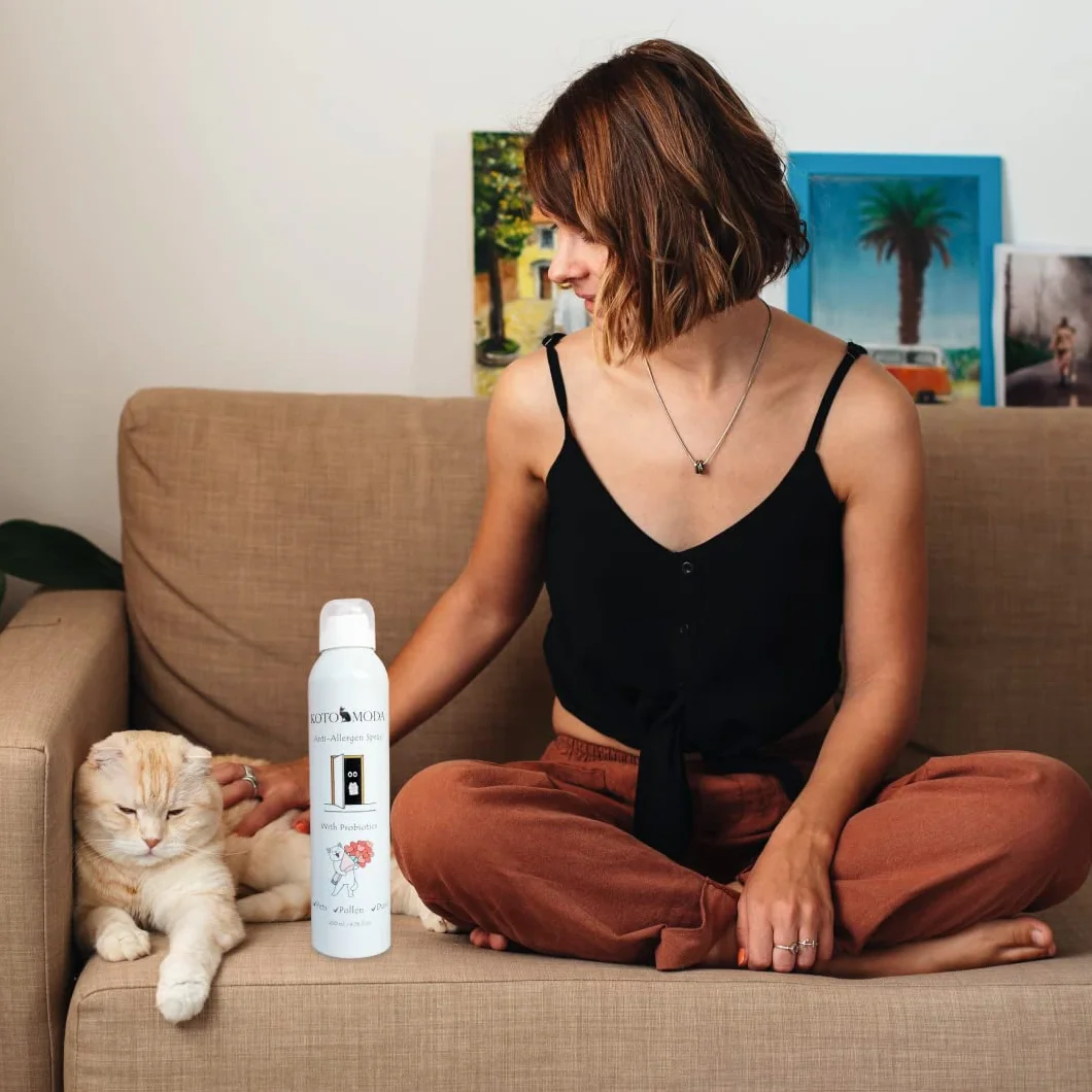 Spray Probiotique Anti-Allergie pour Chats 200 ML Neutralise Fel d 1 Tapis Canapés Linge
