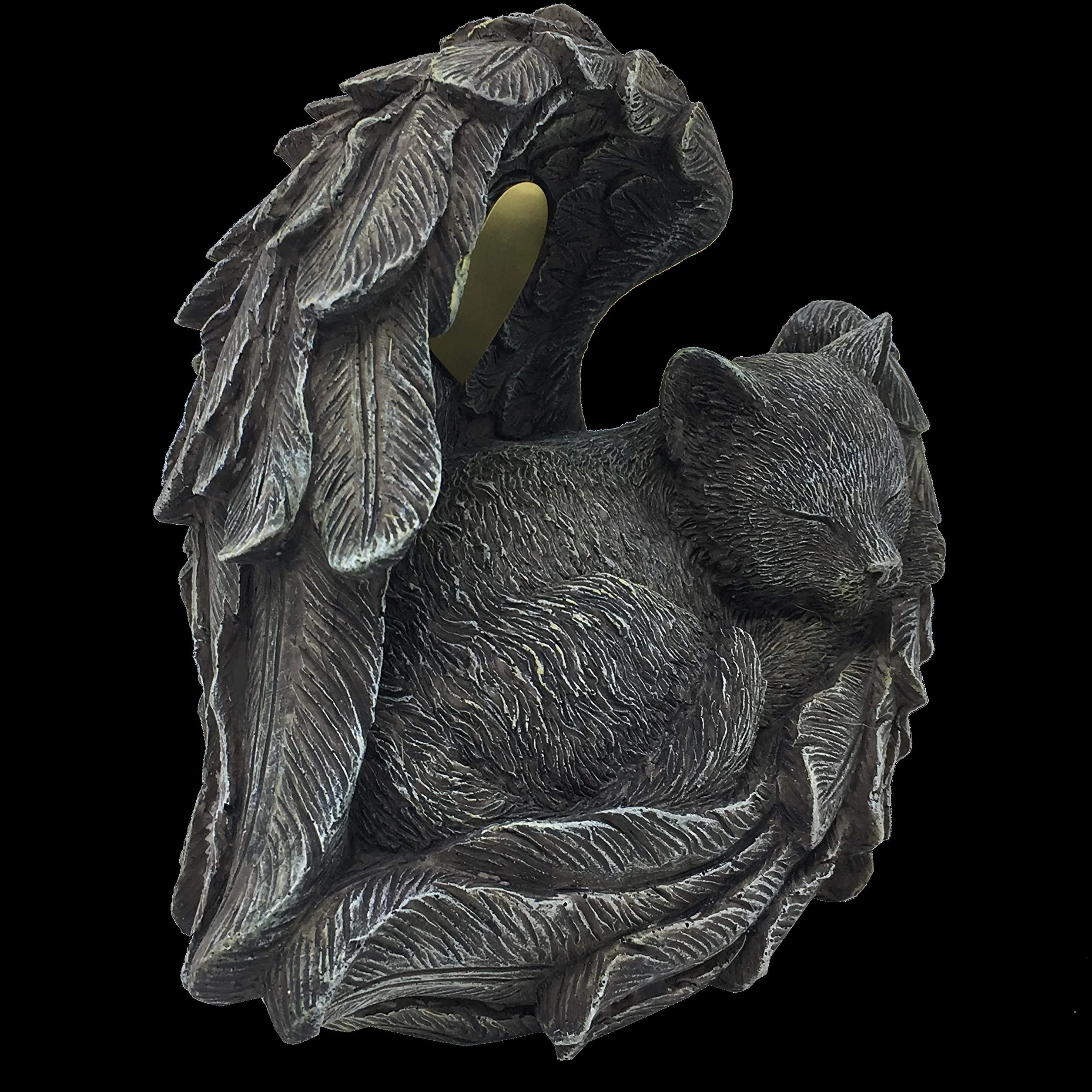MystiCalls Urne funéraire pour chat en forme de figurine avec ailes d'ange – Capacité 0,85 l