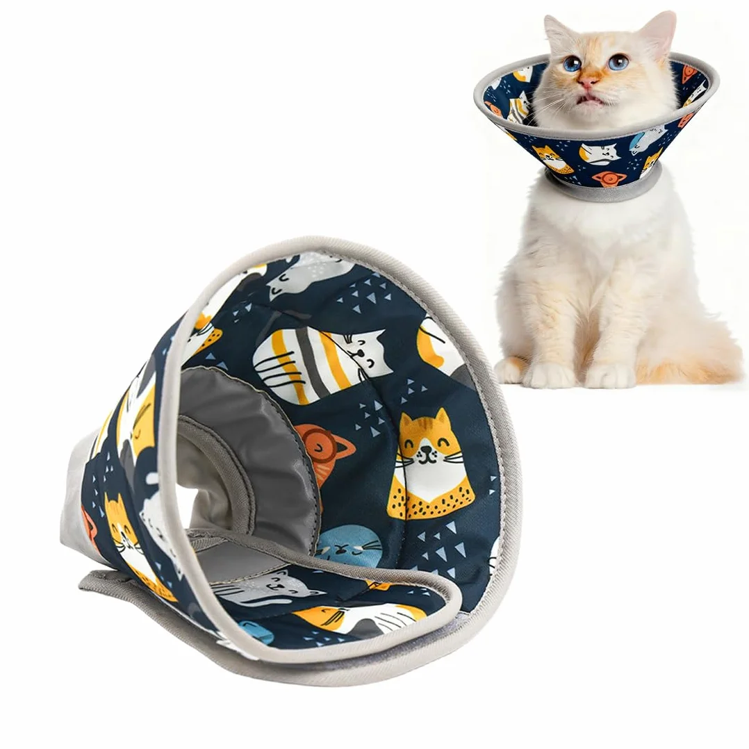 Doux Collier Chat Anti Léchage Réglable Élisabeth Récupération pour Chats Petits Chiens