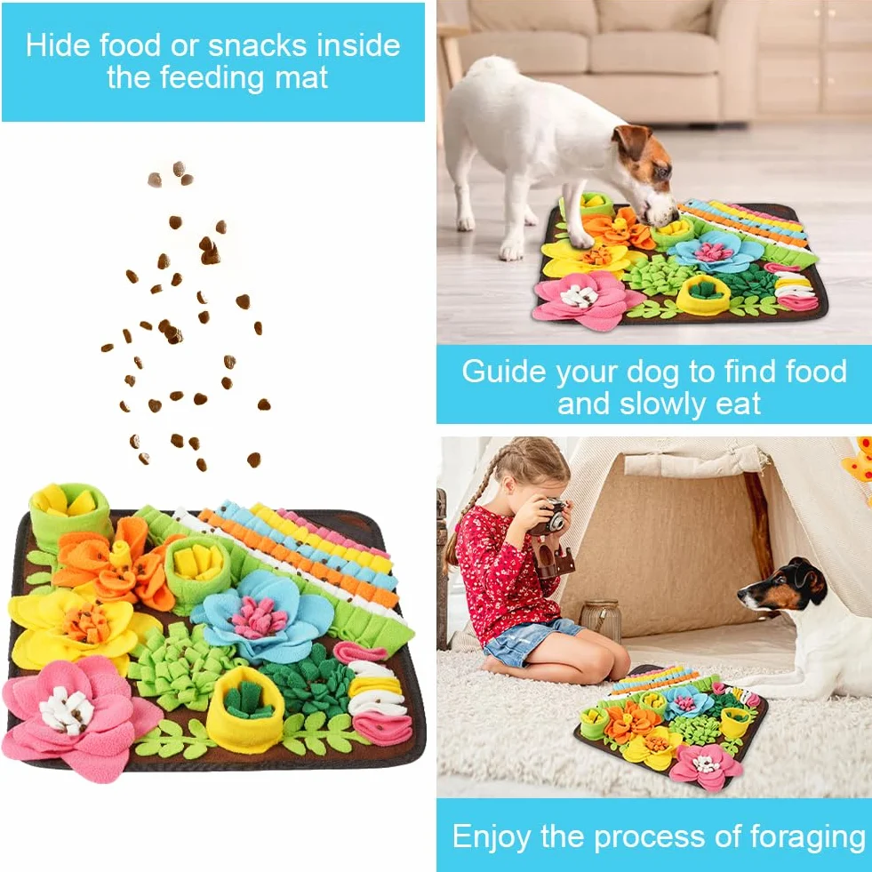 Tapis à renifler pour Chien OSDUE 39x39cm Tapis de Fouille Alimentation Lente Lavable Pliable Brun