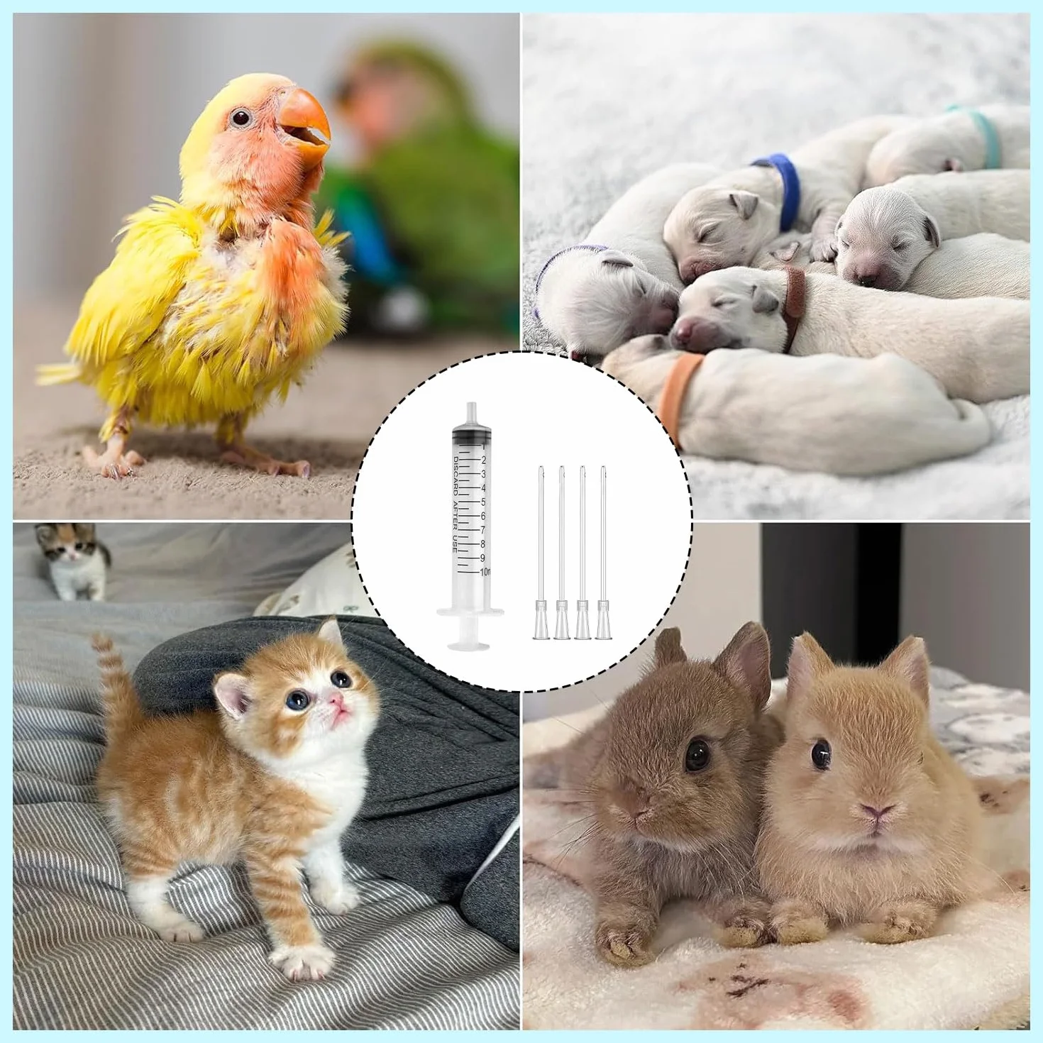 Lot de 15 tuyaux d'alimentation pour oiseaux avec seringues 2.5,5,10 ML - Outil manuel pour nourrir bébés oiseaux