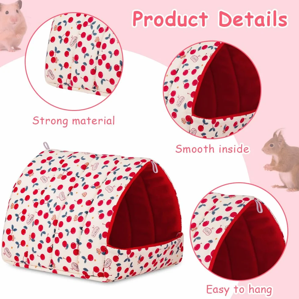 HOTUT Maison pour Cochon d'Inde 2 Pièces Cabane Grotte Chauds Petits Animaux Hiver Lapin Nain Chinchilla Hérisson Cobayes Ecureuils