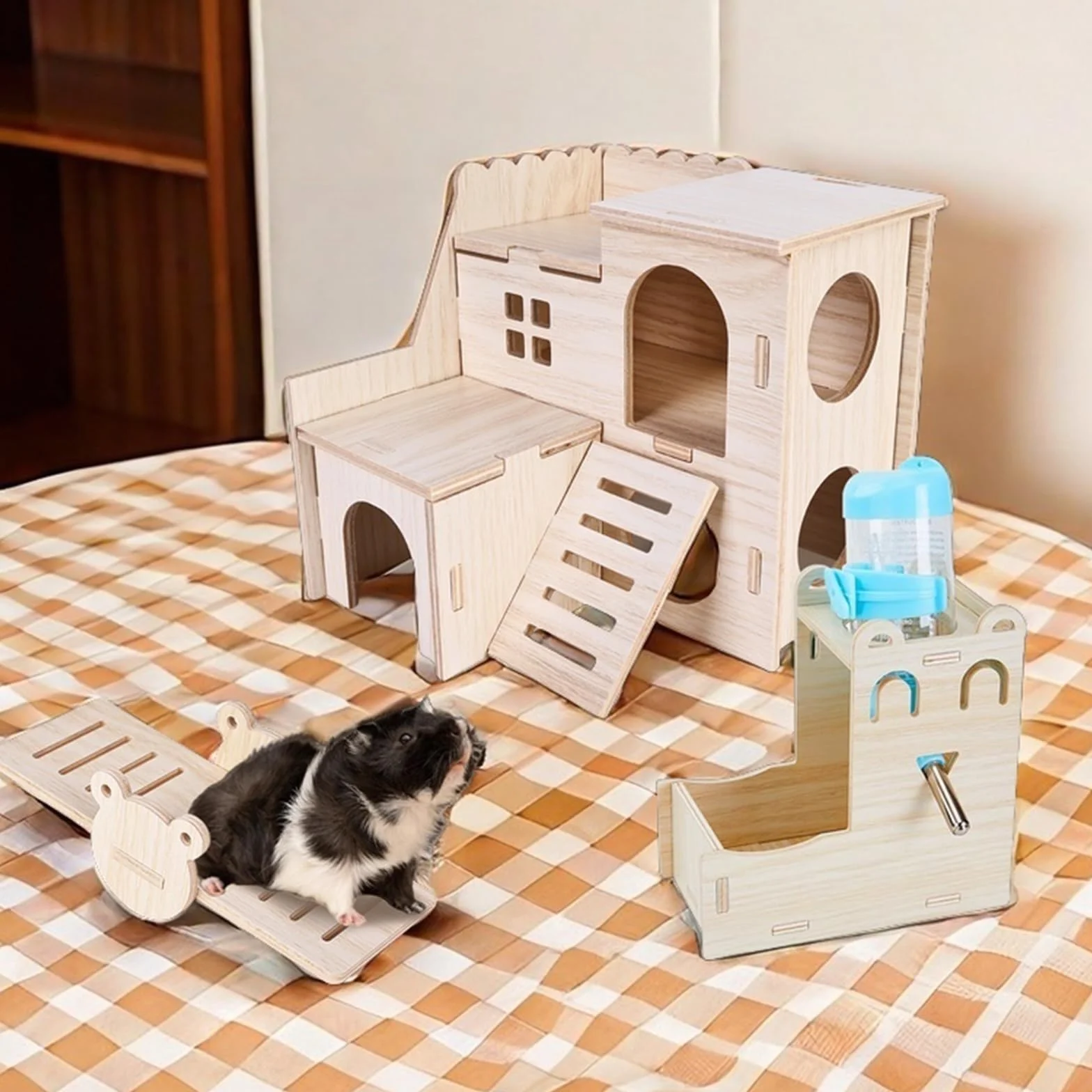 Jouets pour Hamster en Bois Lot de 8, Maison Cochon d'Inde, Jouet à Mâcher