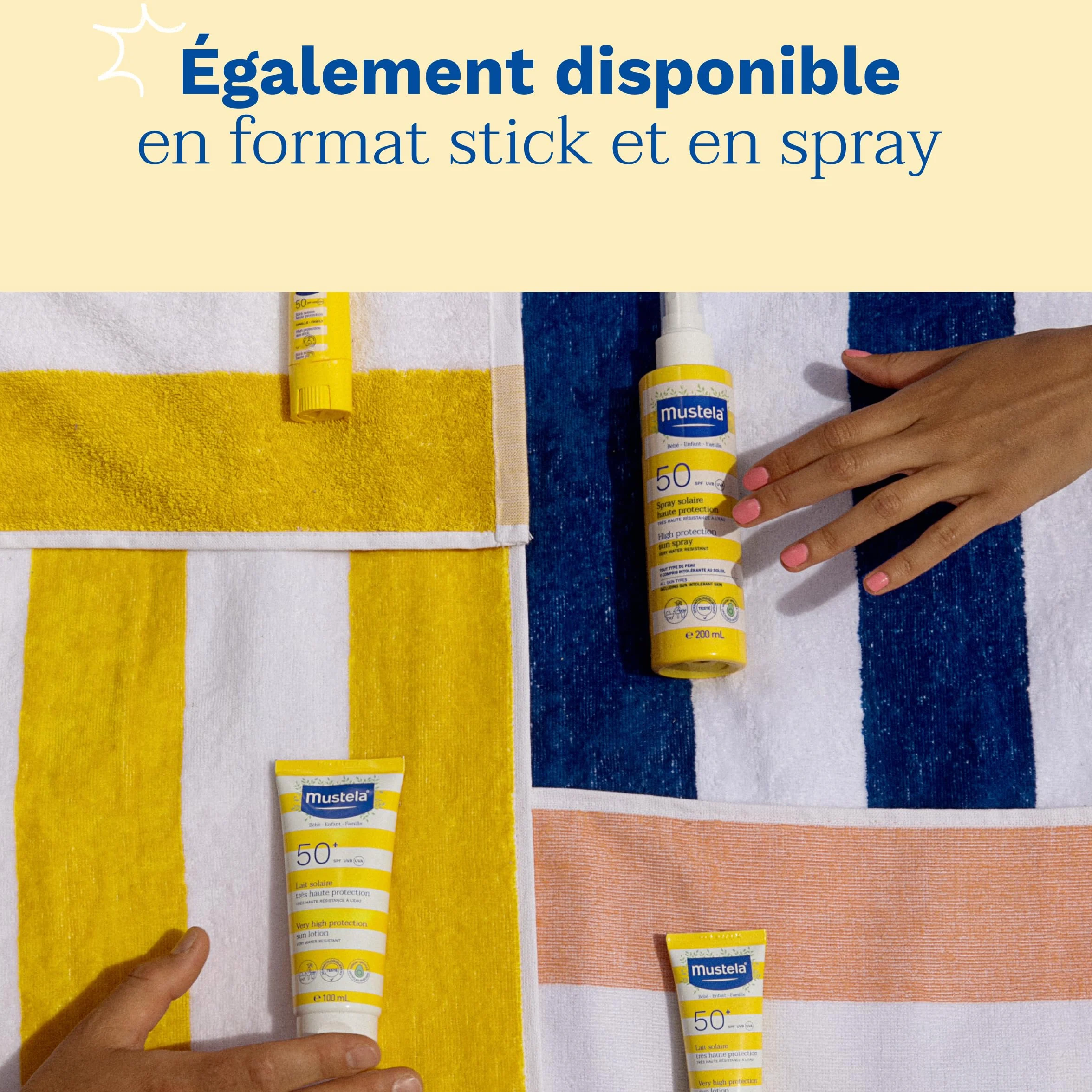 Mustela Lait Solaire SPF 50 Très Haute Protection Solaire Avocat Bio Sans Parfum Résiste à l'Eau Bébé Peaux Sensibles