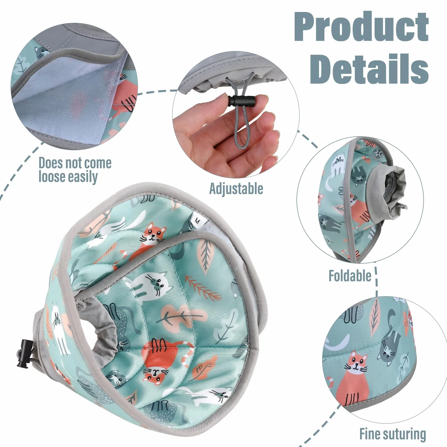 Collier de Protection Doux pour Chat Réglable Post-Opération Anti-Morsure pour Chats et Chiots (L)