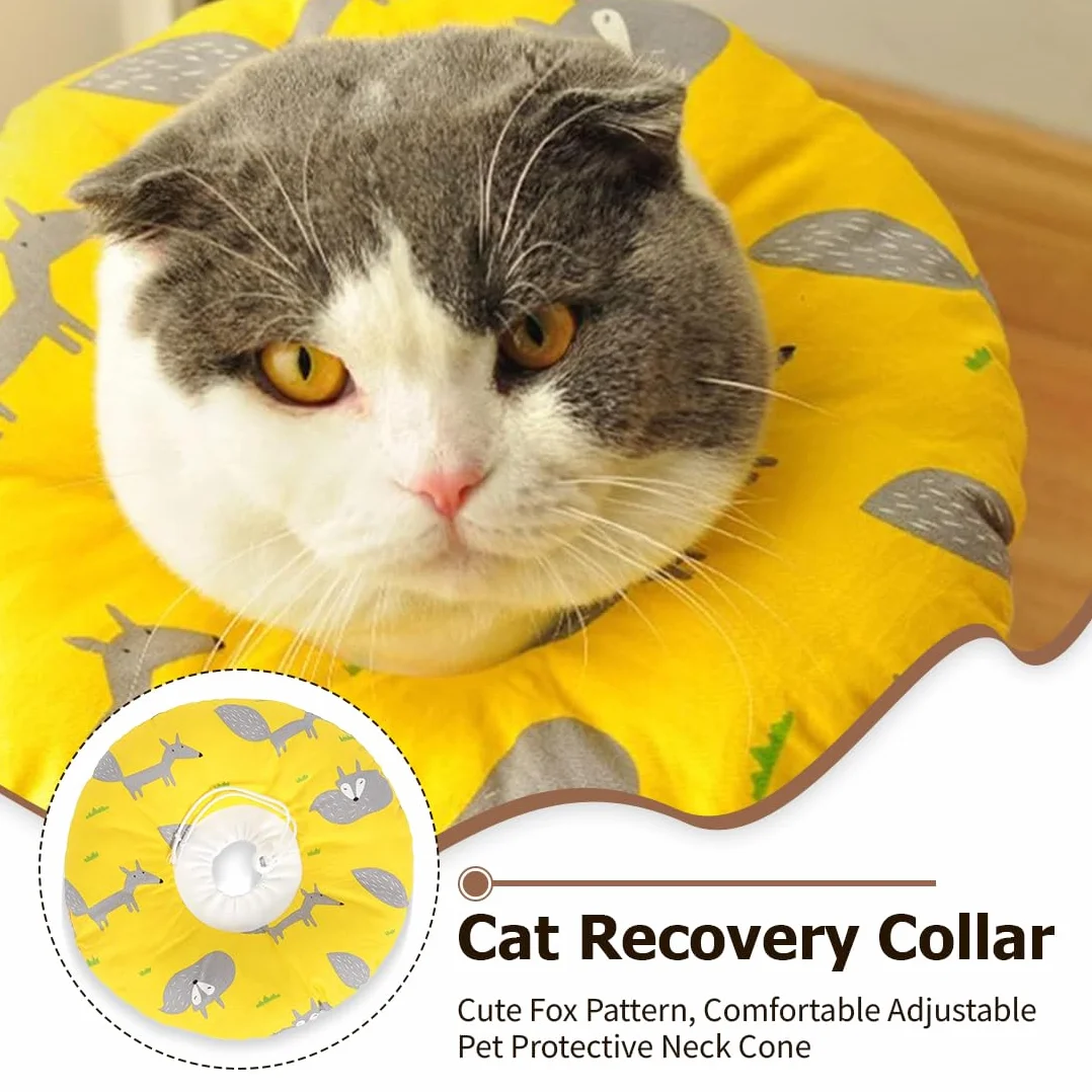 Colerette Chat Anti lechage Coton suédé Respirant Anti adhésif Micro étanche Anti grattage Fleur (S)