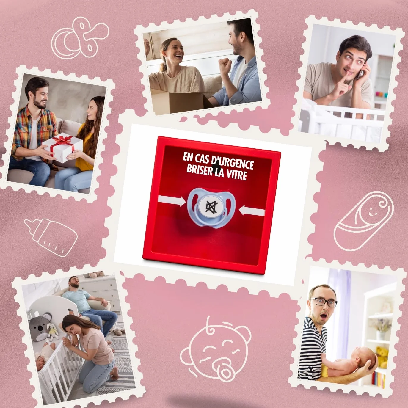 Froster Baby Emergency Frame - En cas d'urgence briser la vitre, Cadeau Baby Shower