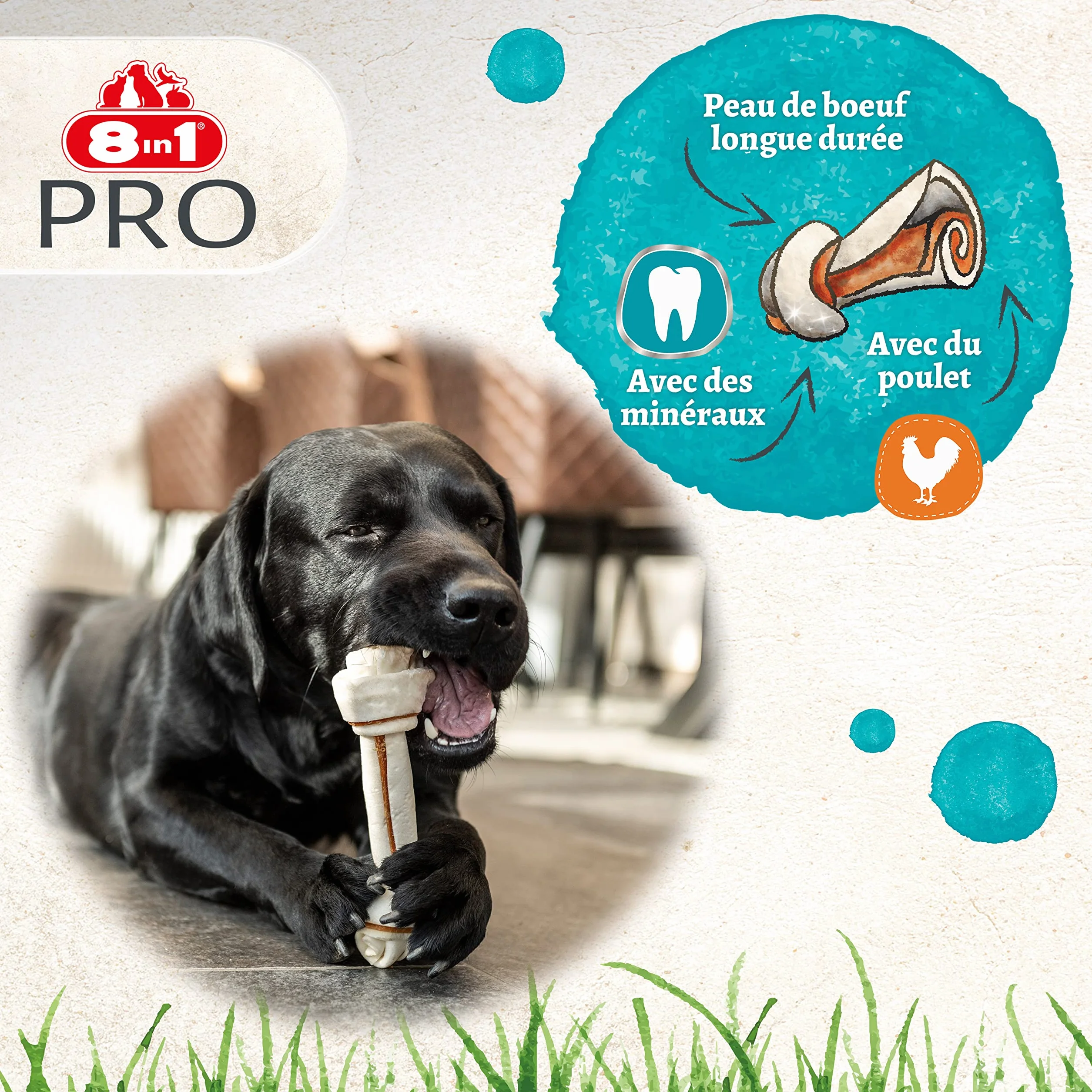 Os à Mâcher Enrichi en Minéraux pour Chien de Grande Taille 8in1 Dental Delights L - 1 pièce