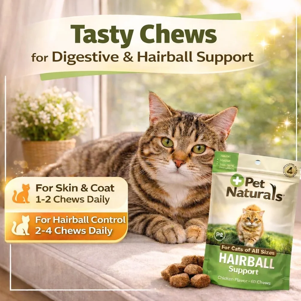Pet Naturals Hairball friandises à mâcher au Poulet Suppléments contrôle Boules de Poils Soutien digestif Chat