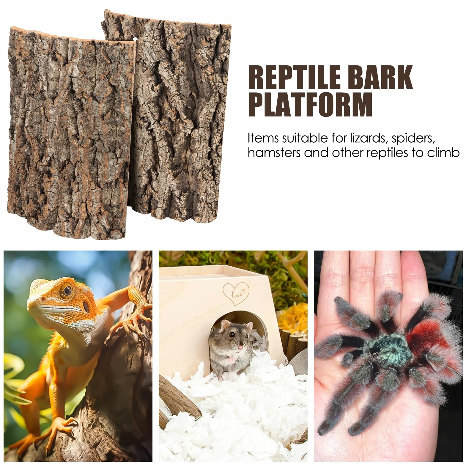 Lot de 2 parois arrière en écorce de liège pour terrarium - Aspect naturel - Surface d'escalade pour reptiles gecko, barbes, tortues