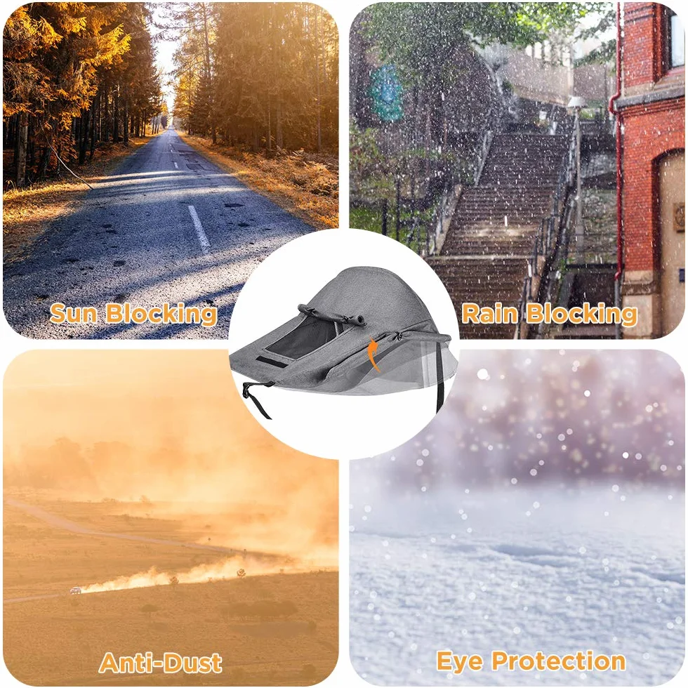 Pare-Soleil Poussette Auvent Nacelle Landau UV 50+ Protection Réglable Gris Universel