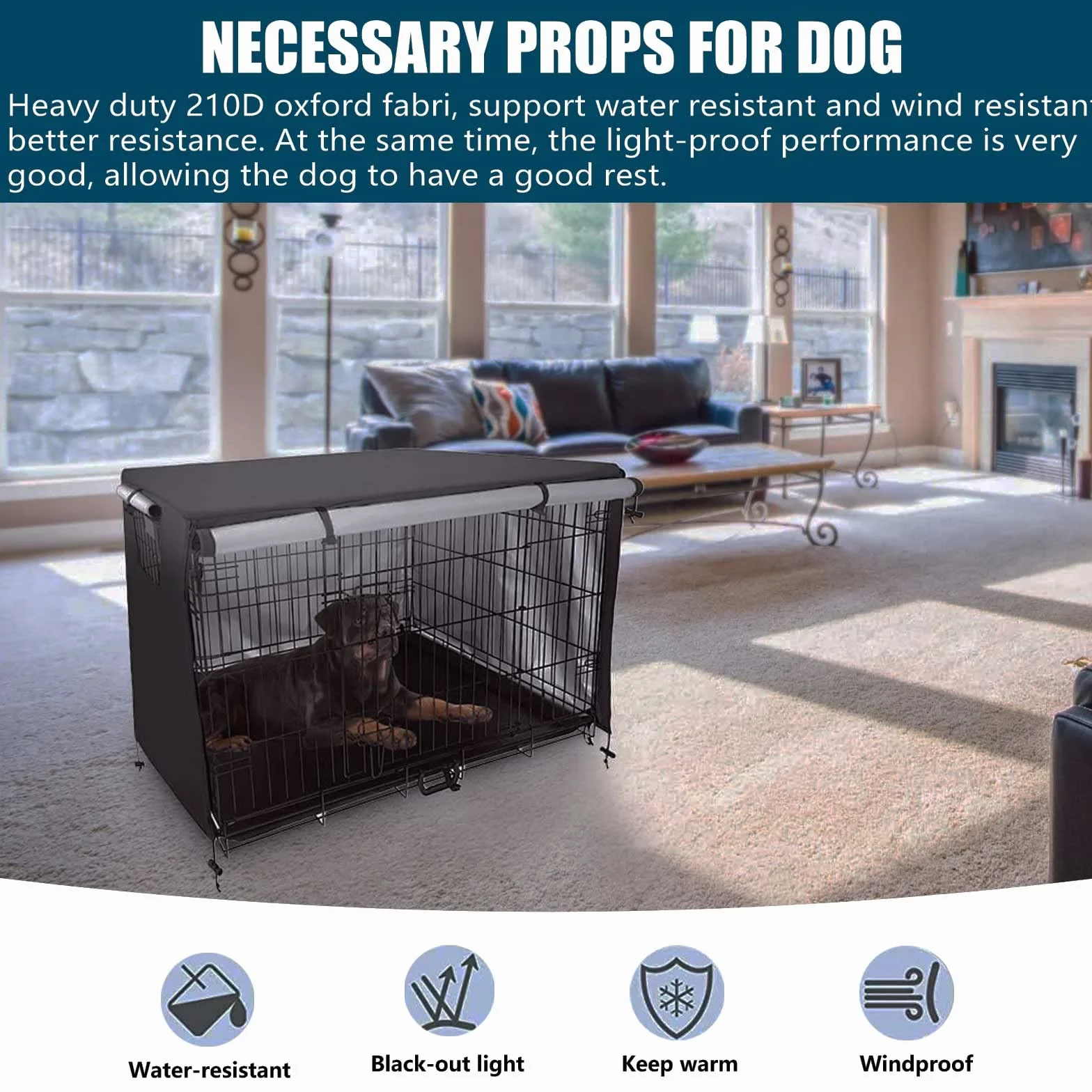Schleuder Bache Cage Chien Tissu Oxford 210D Double Porte Housse Imperméable 95x61x64cm