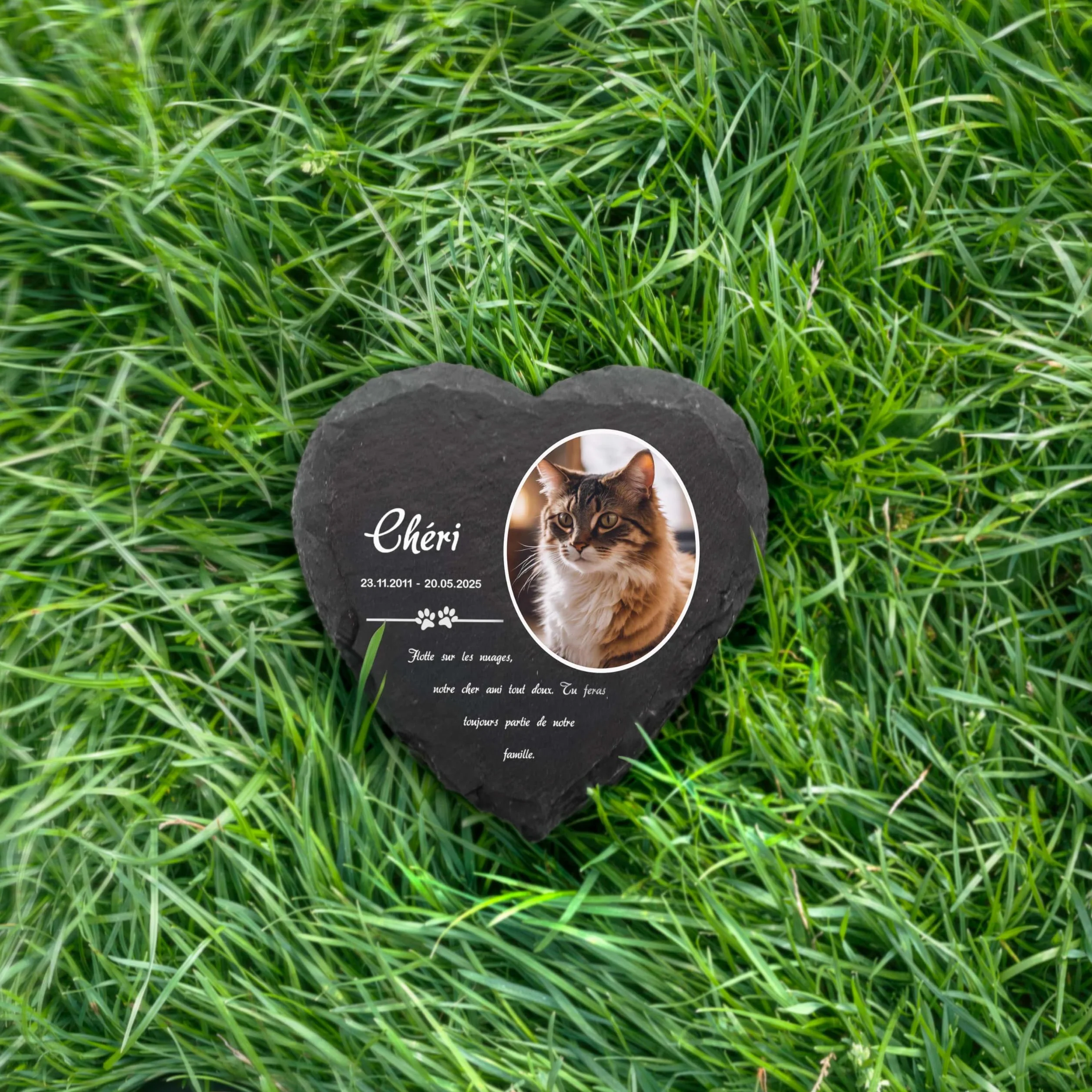 Plaque funéraire personnalisée pour Chien et Chat - Ardoise gravée Pierre tombale Animaux