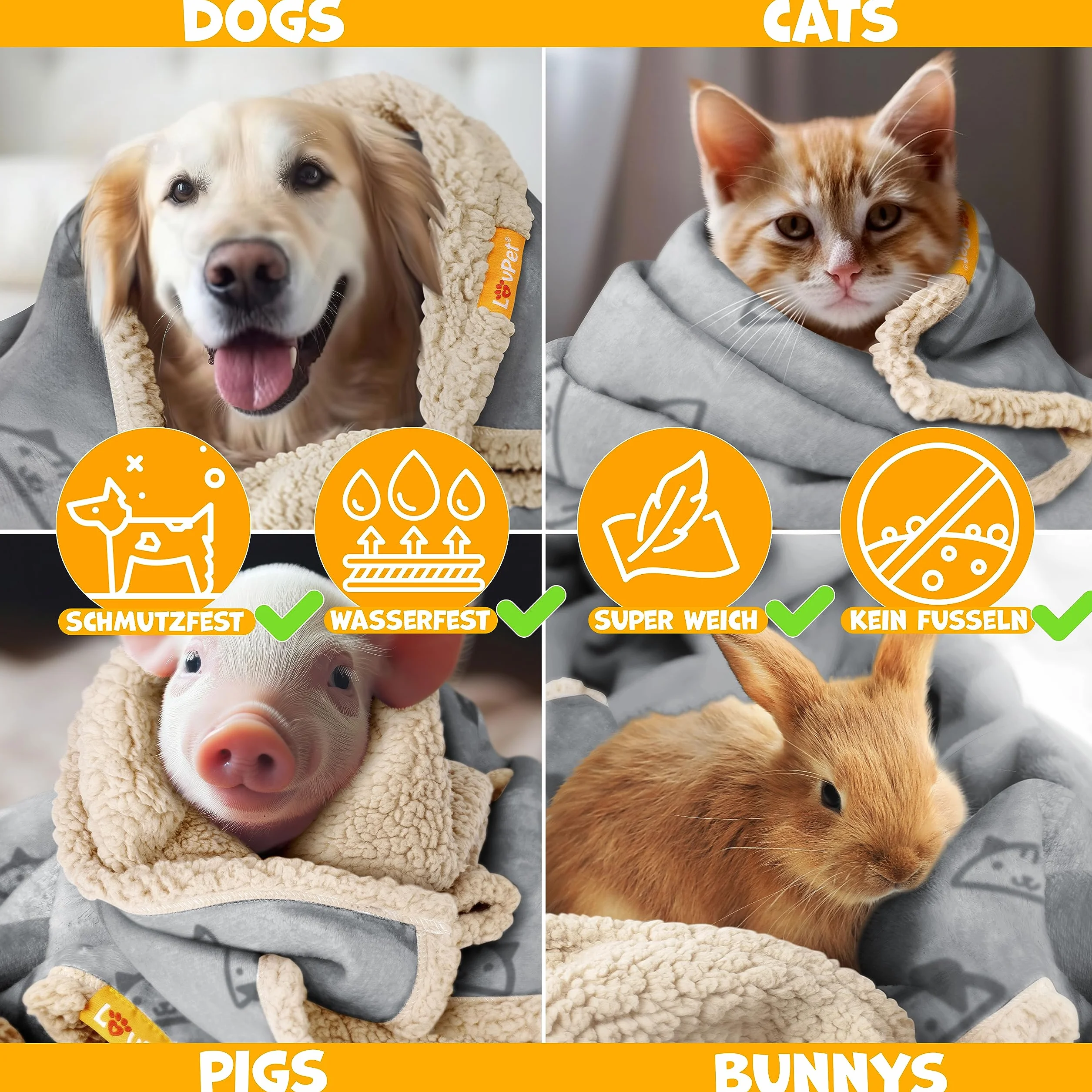 Lovpet Couverture imperméable pour Chiens 152 x 127 cm XL Lavable en Machine Polaire Sherpa