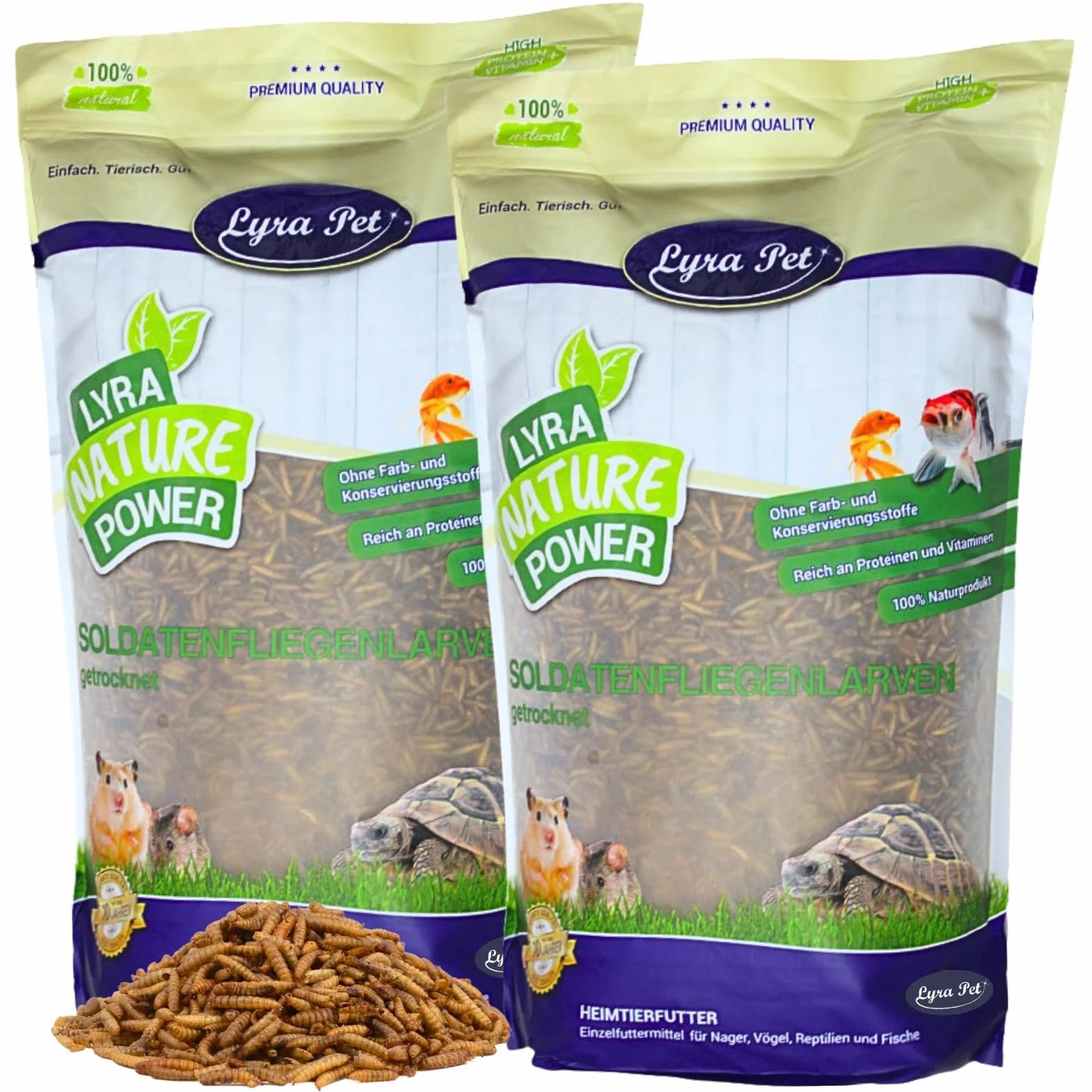 Lyra Pet® Larves de Mouches Soldats séchées 10 kg Black Soldier Fly Hermetia Illucens riche en Calcium protéines pour Oiseaux Poissons rongeurs Reptiles