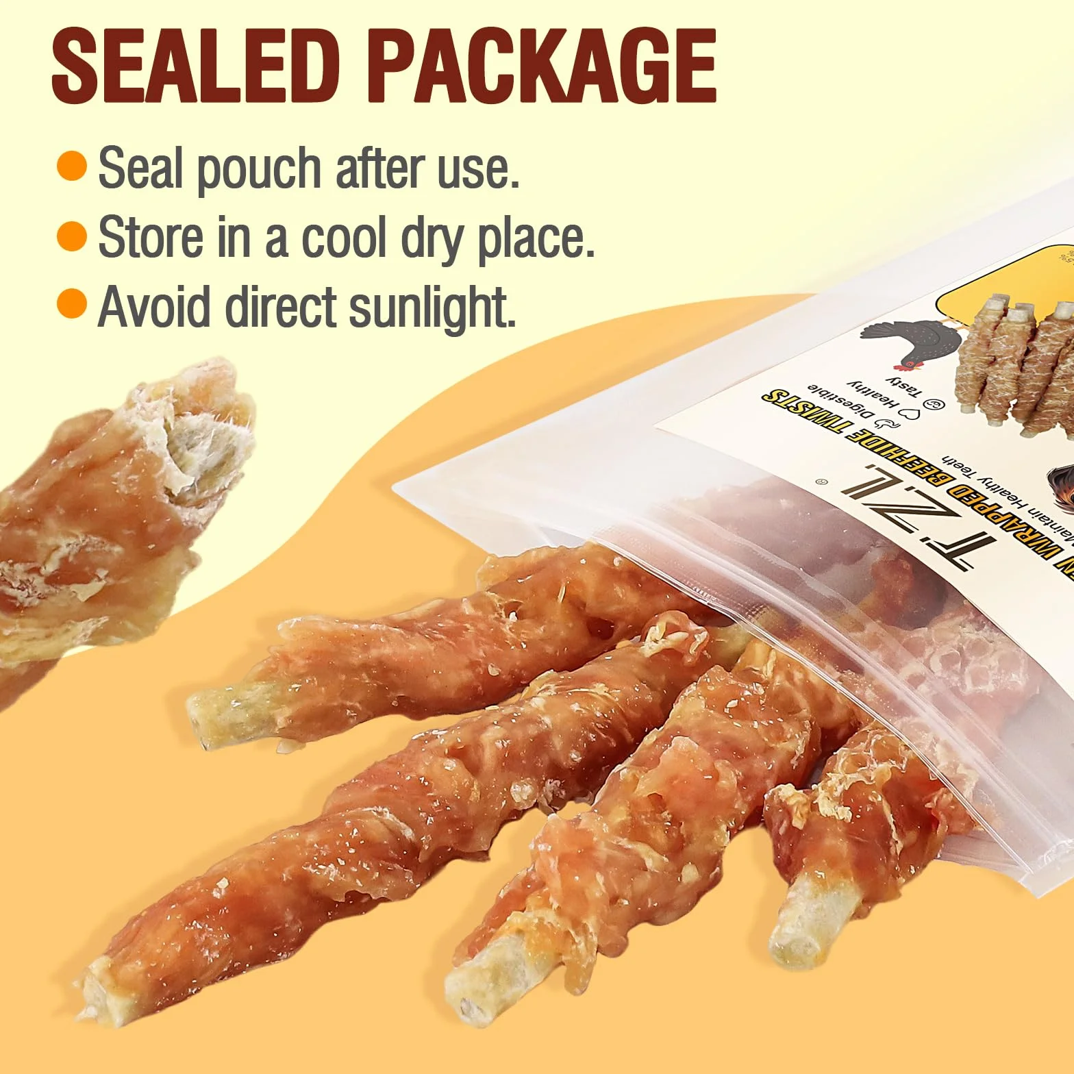 Bâtonnets Dentaires Chien Cuir de Bœuf Mâche du Poulet Enveloppé Friandise Longue Durée