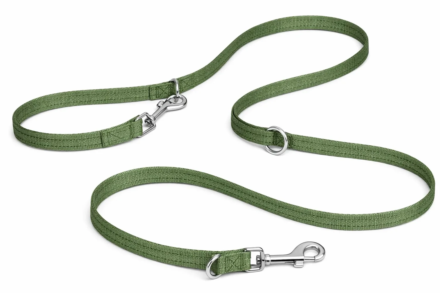 Ziggi Kaki Longe pour Chien 200 cm x 15 mm Nylon réglable 3 Positions Mains Libres