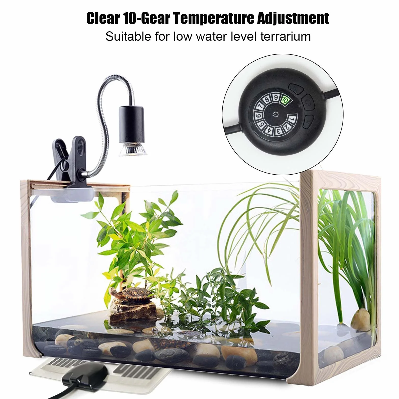 Tapis Chauffant Terrarium 10 Niveaux Régulateur Température Reptiles Serpents Lézards Tortues Aquarium 7W