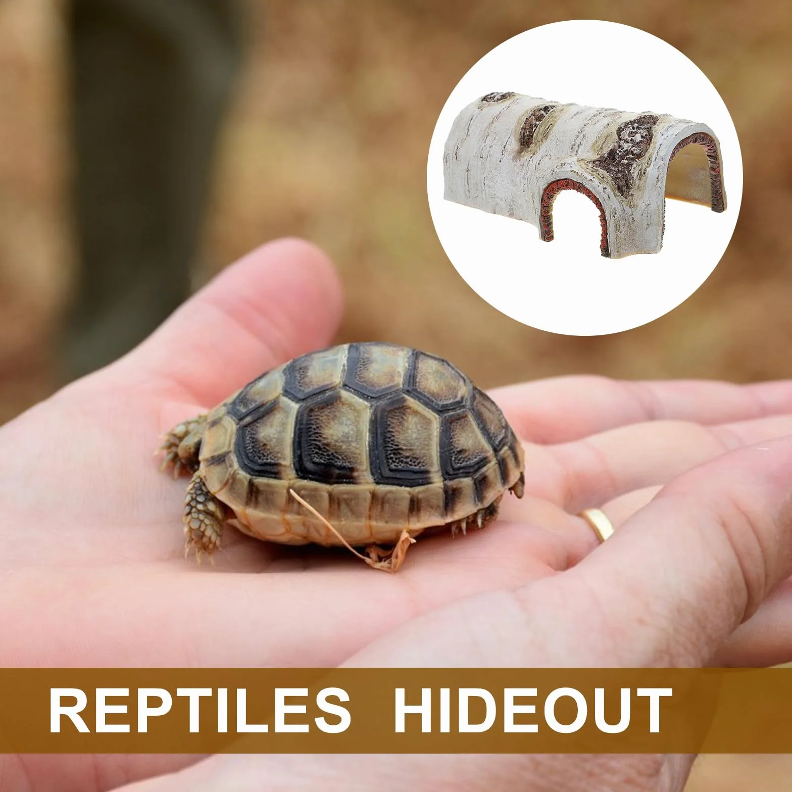 Maison Tortue Terrestre Exterieur Résine Naturelle Grotte Décorative Reptiles Abri Cachette Petits Animaux