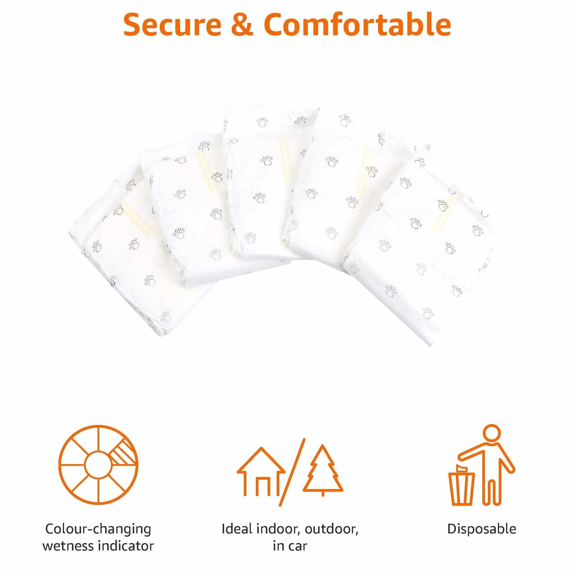 Amazon Basics Lot de 30 Couches jetables pour Chien mâle, Taille S, Blanc