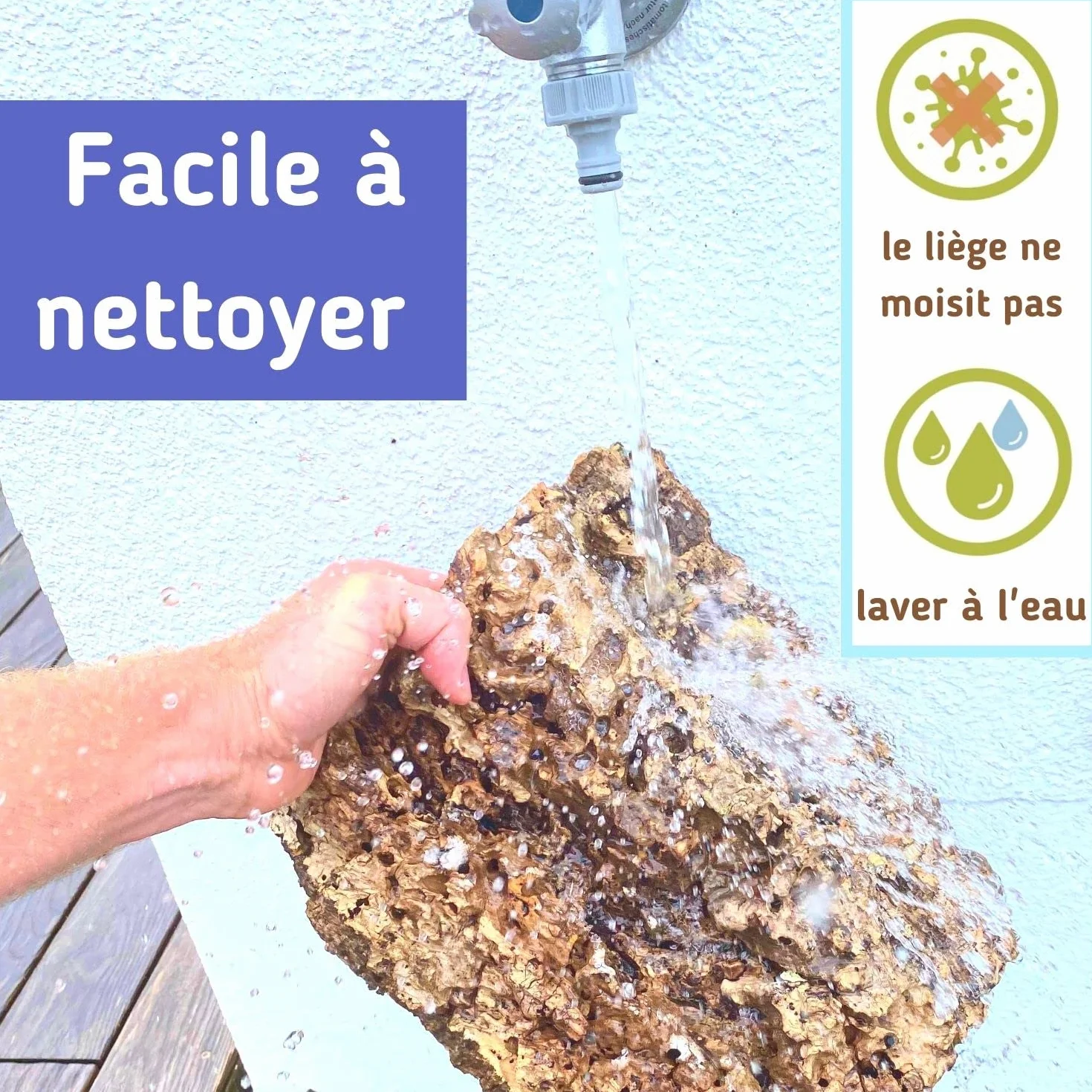Tunnel en liège pur 20 cm x 15 cm décoration terrarium