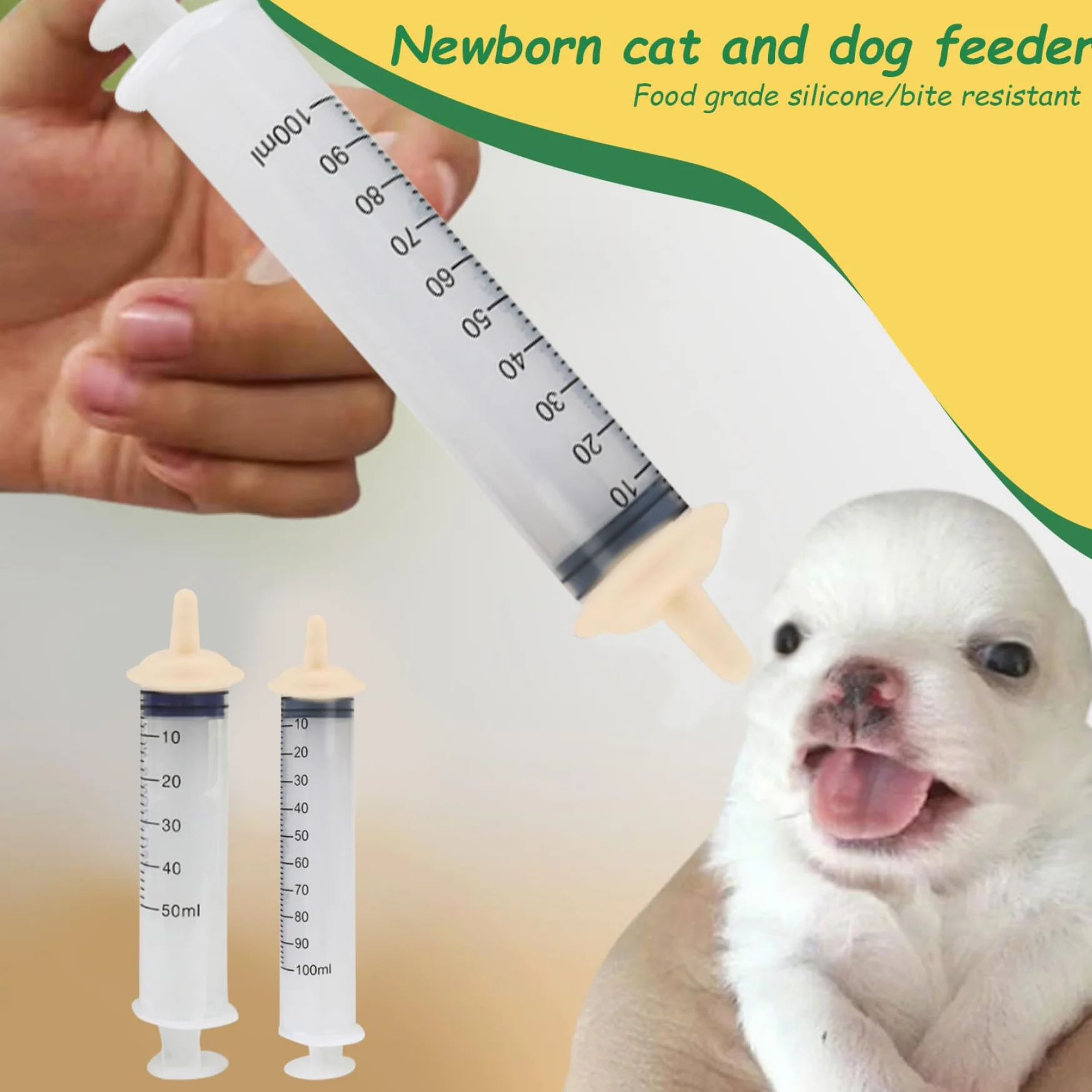 Miracle Nipple Syringe Kitten Feeder 50 ml 100 ml Silicone