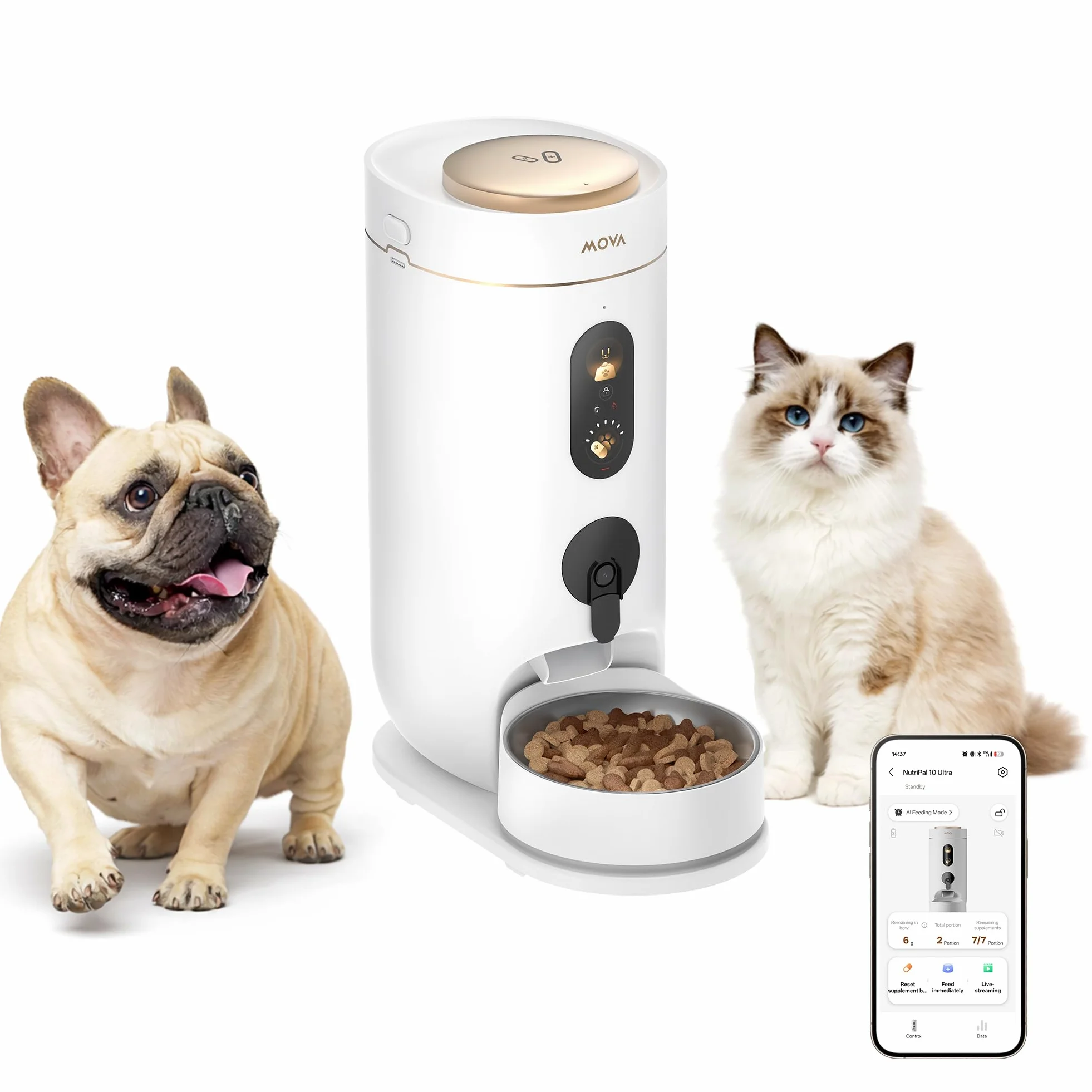 MOVA NutriPal 10 Ultra Distributeur Automatique pour Animaux, 4 Modes | compartiment 7 jours, caméra HD 1080p, écran 4,2″, capacité 4 L jusqu’à 20+ jours, croquettes jusqu’à 12 mm