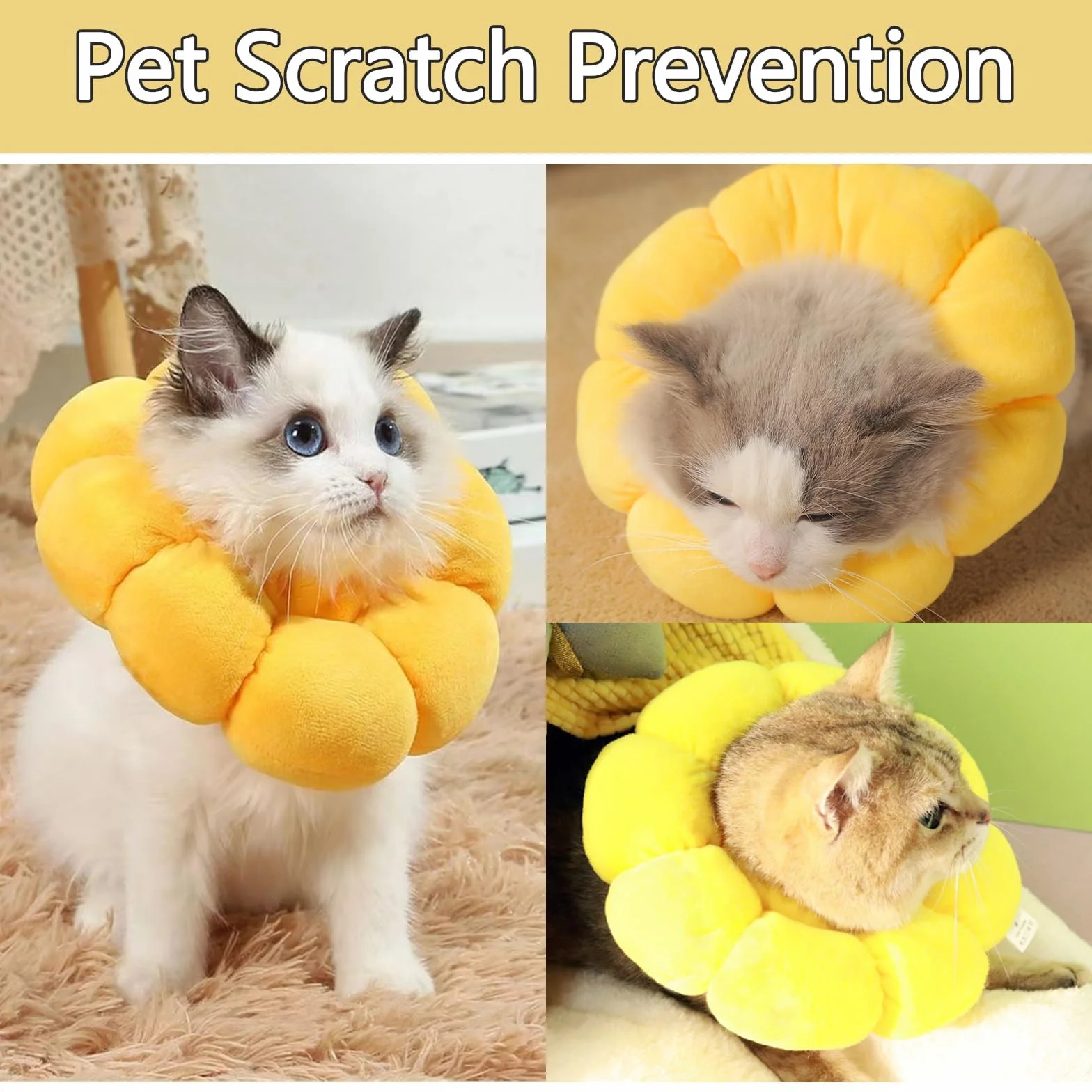Collerette pour Chat Anti-Léchage Après Chirurgie en Coton Suédé Respirant Ajustable